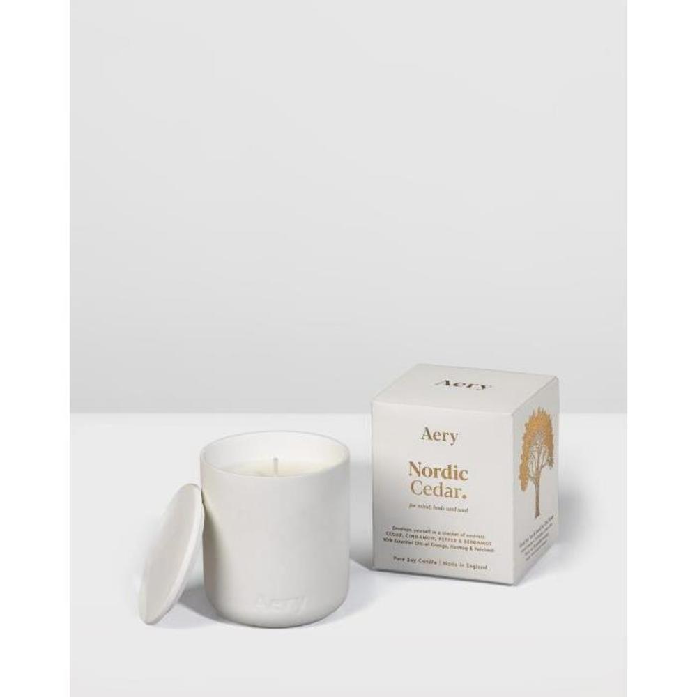 Aery Living Fernweh Matte Ceramic Candle with Lid - Nordic Cedar AE196AC17YDE
