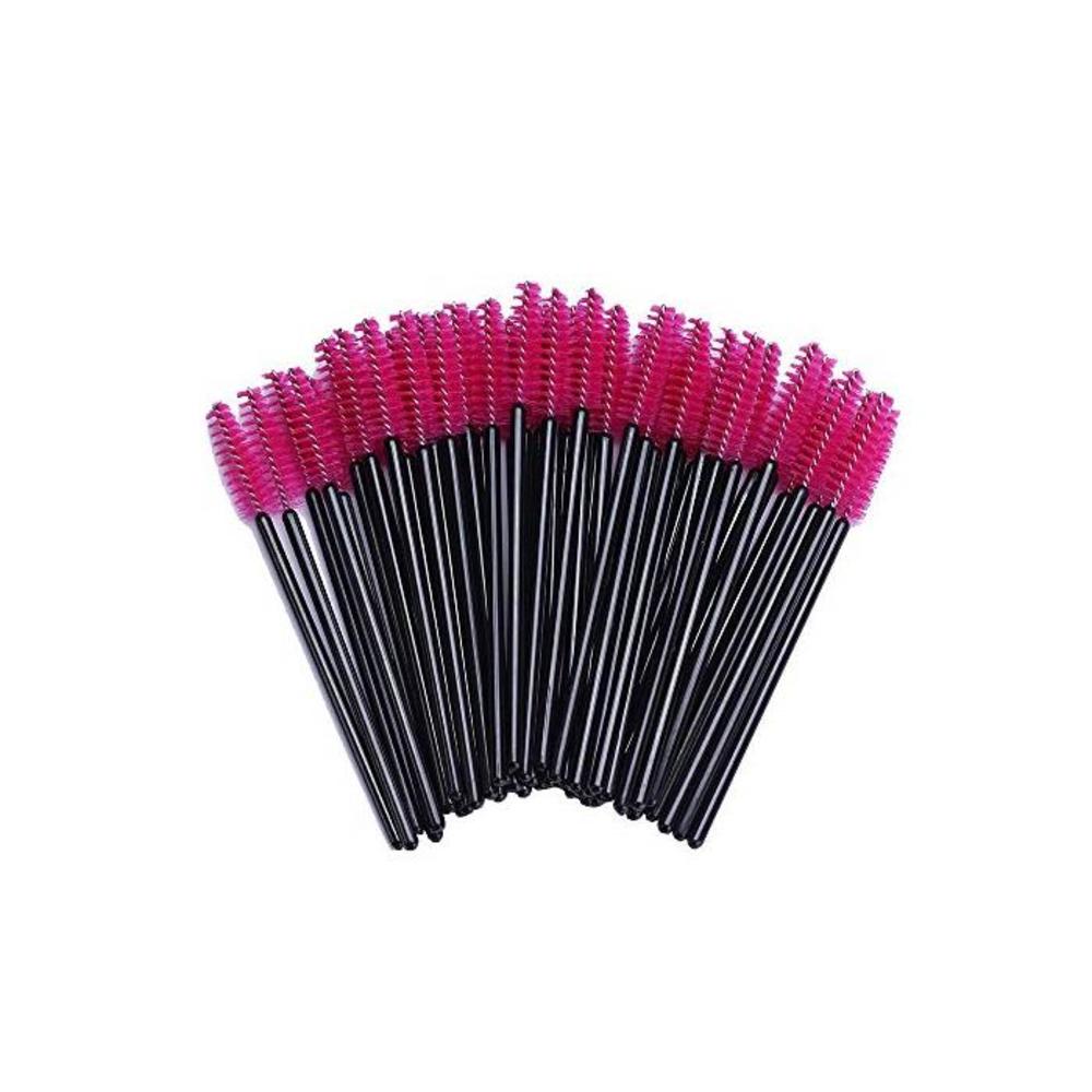 Haobase 100 Pack Disposable Eyelash Mascara Brushes Wands Applicator Makeup Brush Kits Pink B07SG42DYY