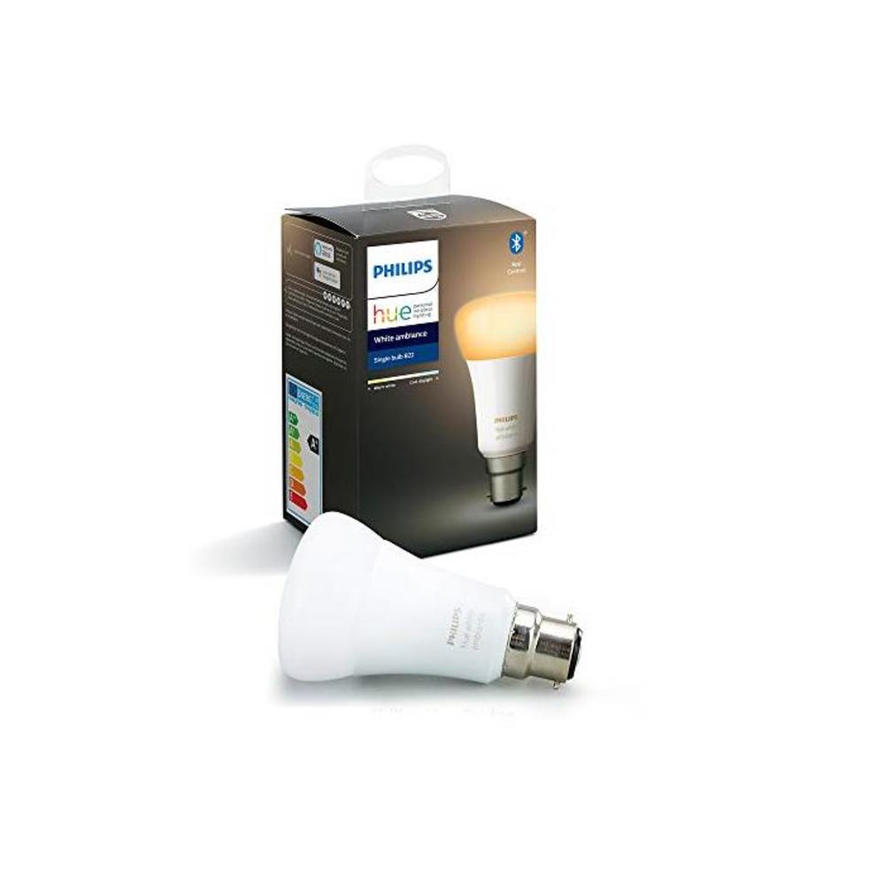 Philips Hue White Ambiance Single Smart Bulb LED [B22 Bayonet Cap] with Bluetooth, Compatible with Alexa and Google Assistant B07V4912Y5