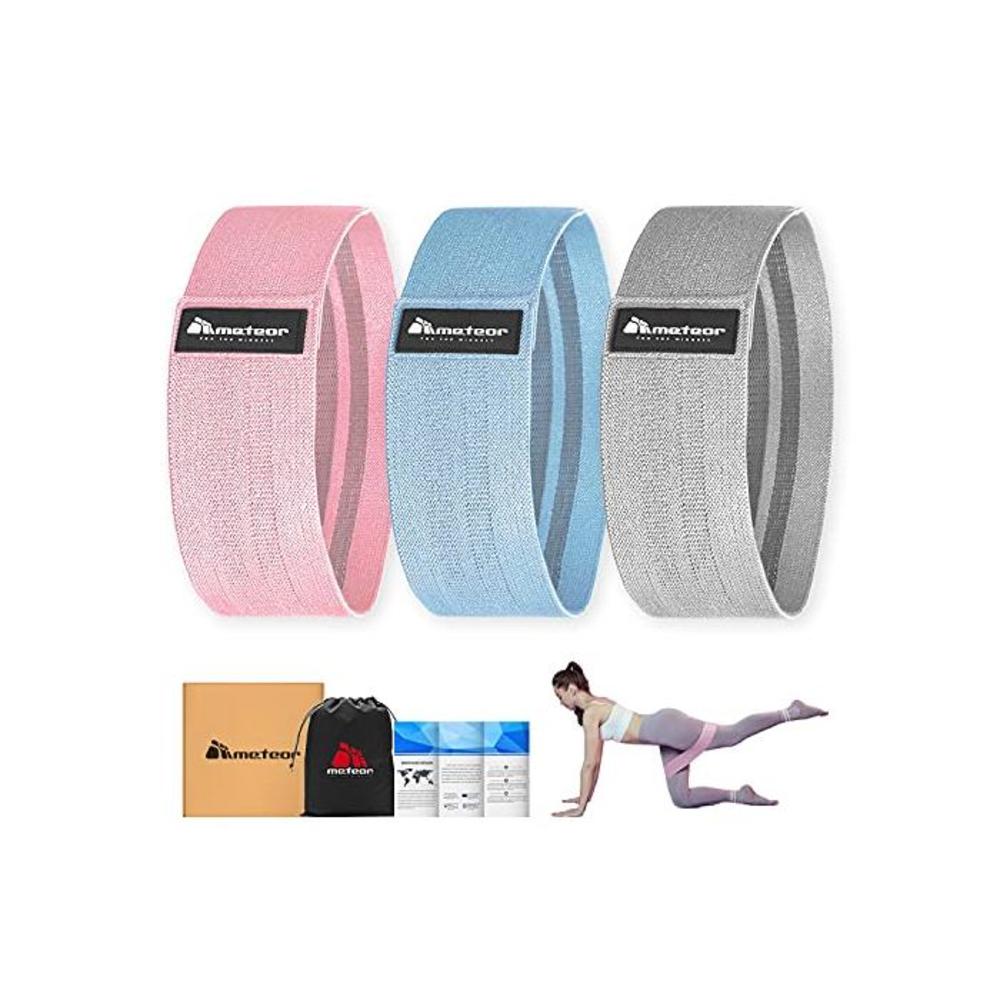Meteor Essential Fabric Hip Band, Squat Band, Booty Band, Resistance Bands, Resistance Band Set, Fabric Exercise Bands with Anti-Slip Silicone Weaving, Resistance Loop Set B096KDWNQ9
