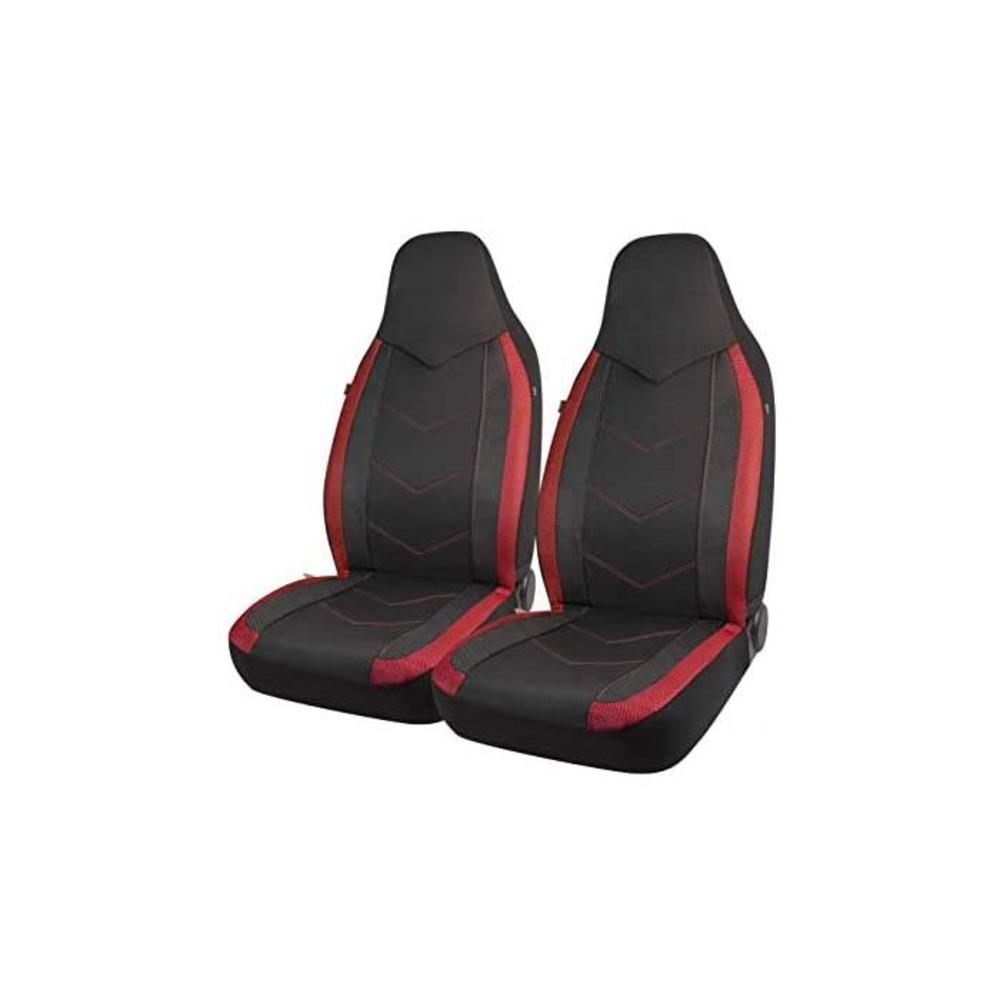 PIC AUTO High Back Car Seat Covers - Sports Carbon Fibre Mesh Design, Universal Fit, Airbag Compatible (Red) B07Q6HJS9Y