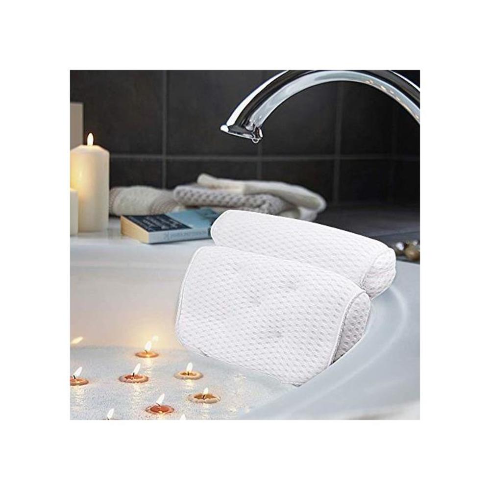 Bath Pillow, Bathtub Spa Pillow with 4D Air Mesh Technology and 7 Suction Cups, Helps Support Head, Back, Shoulder and Neck, Fits All Bathtub, Hot Tub and Home Spa - Extra Thick, S B08NV89PM4