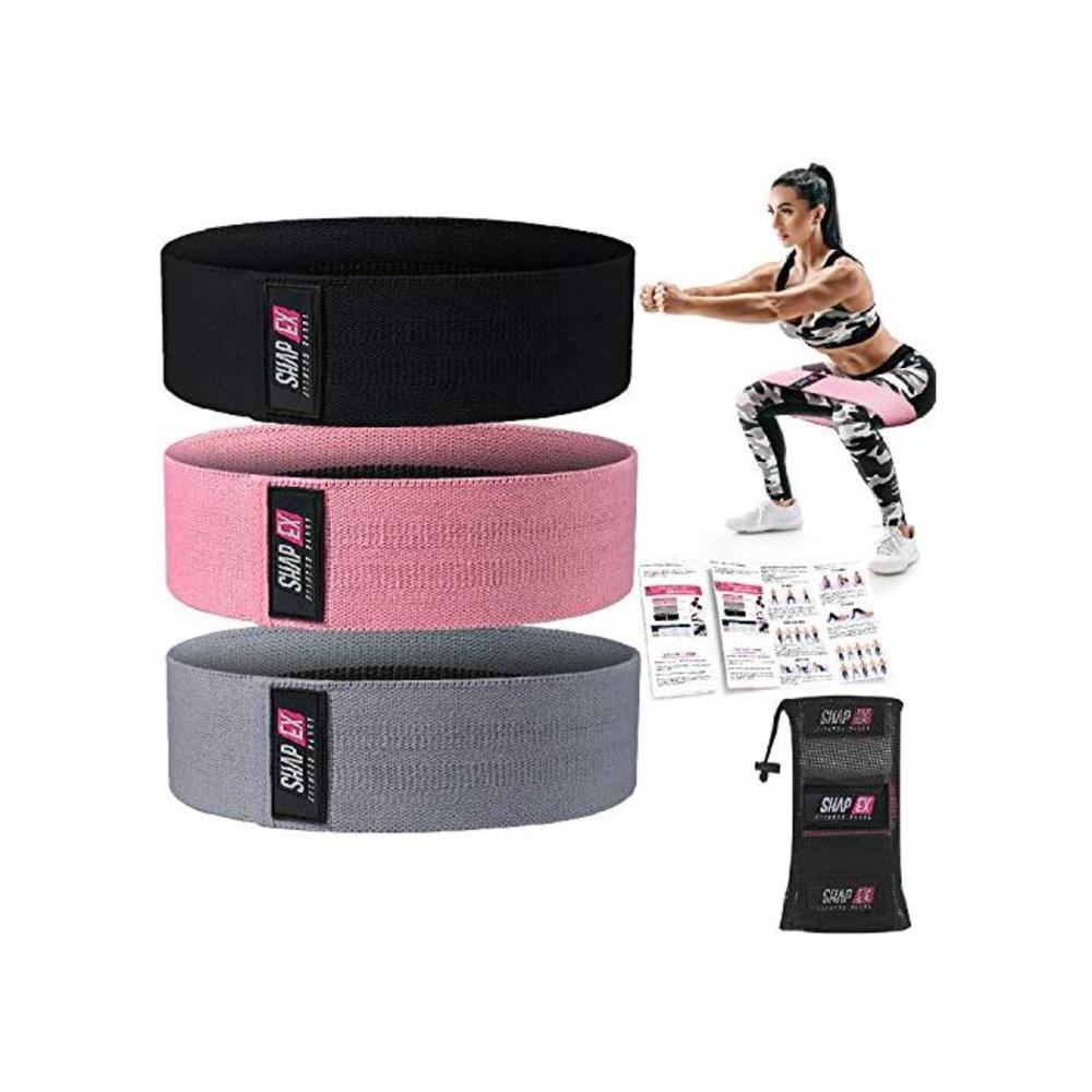 Shapex Set of 3 Fabric Resistance Bands,Heavy Duty Non-Slip Booty Bands for Legs and Butt,Exercise Bands for Squats,Glutes,Stretching and Strength Training Carry Bag &amp; User Guide B08JTQF1GM