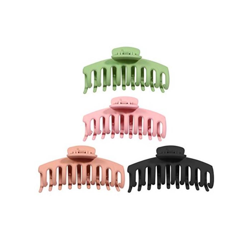 SOLUSTRE 4pcs Big Hair Claw Clips Matte Jaw Clips Large Grip Hair Clips Anti Slip Barrette Clamps Ponytail Holder for Women Girls Shower Bath Hair Accessories B08FSZGM1F