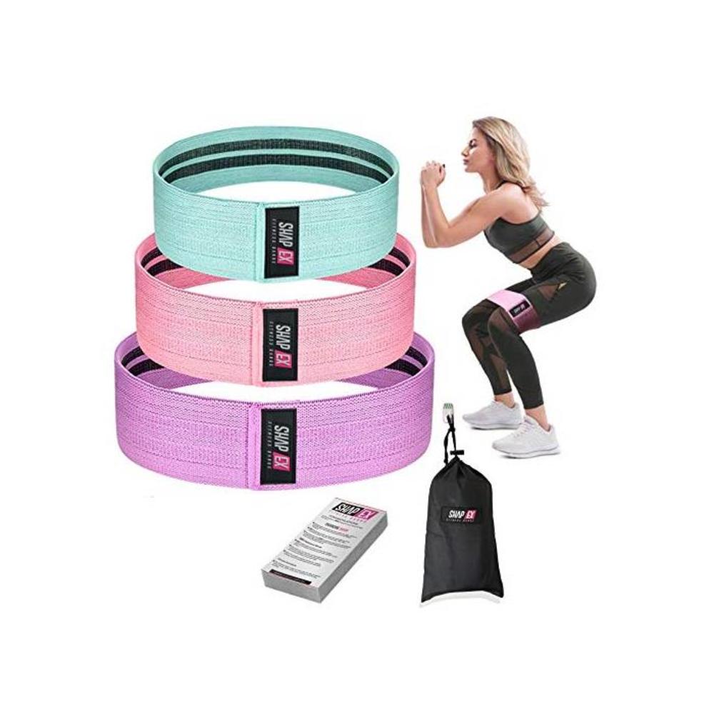 ShapEx Fabric Resistance Bands Set of 3 Non-Slip Booty Bands for Hip Circle Workout and Gym Fitness Exercise with Carry Bag and Guide (3 Different Sizes) B07Y2G26GW