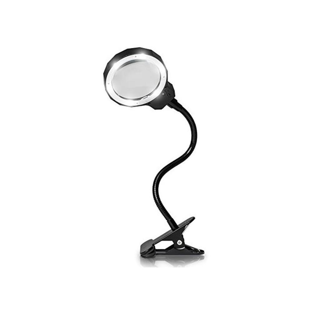FC Optics Daylight LED 3X Magnifying Lamp Rechargeable with Metal Clamp - Illuminated Optical Glass Magnifier Lens with 3 Adjustable Light Settings &amp; Detachable Aluminum Handle B01MRJ5HU4