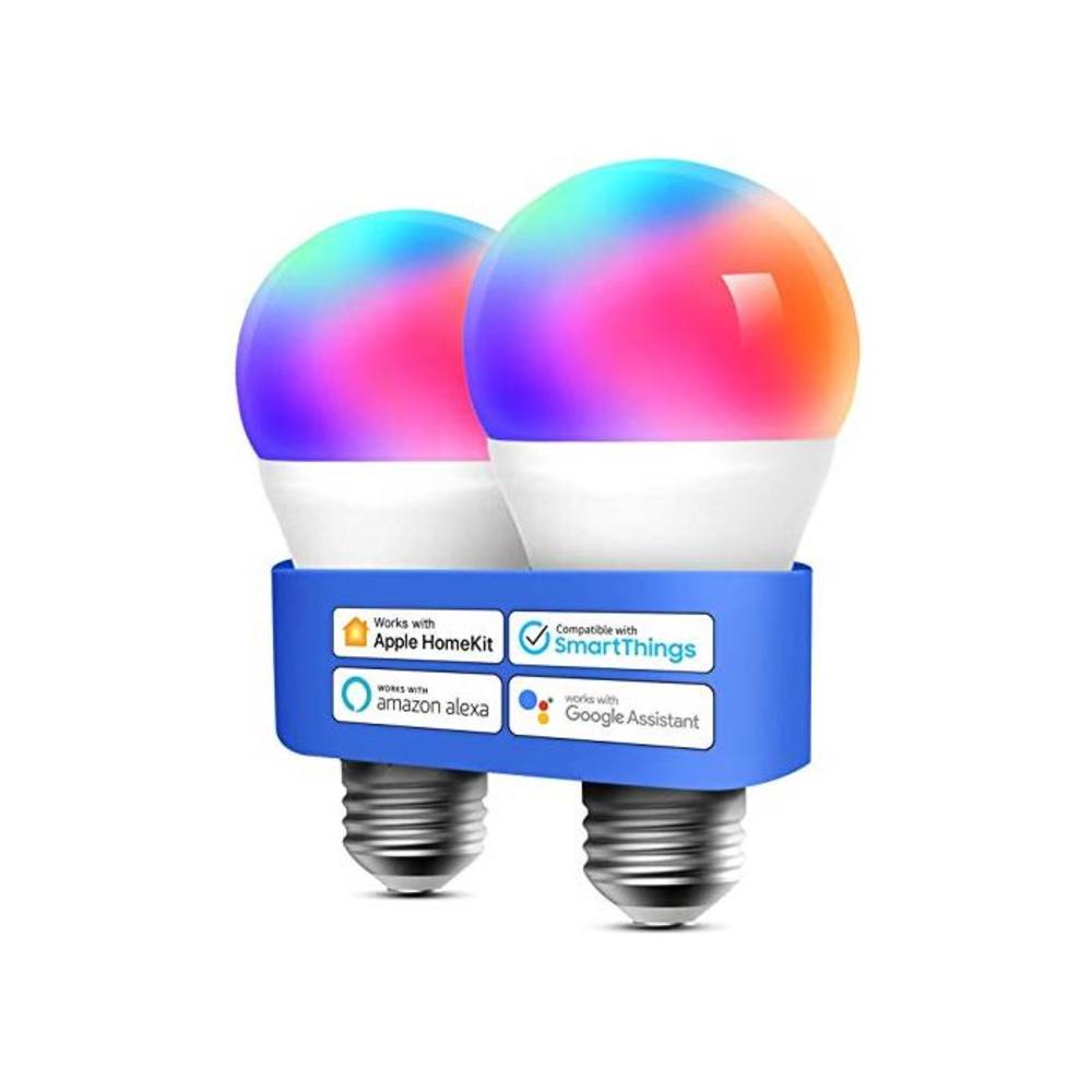 Homekit Light Bulb Meross Smart WiFi LED Bulb Dimmable Multicolor RGBWW, Remote Control, Equivalent 60W E27 2700K-6500K 810 Lumens Compatible with Siri, Alexa, SmartThings and Goog B08CMQNQSW