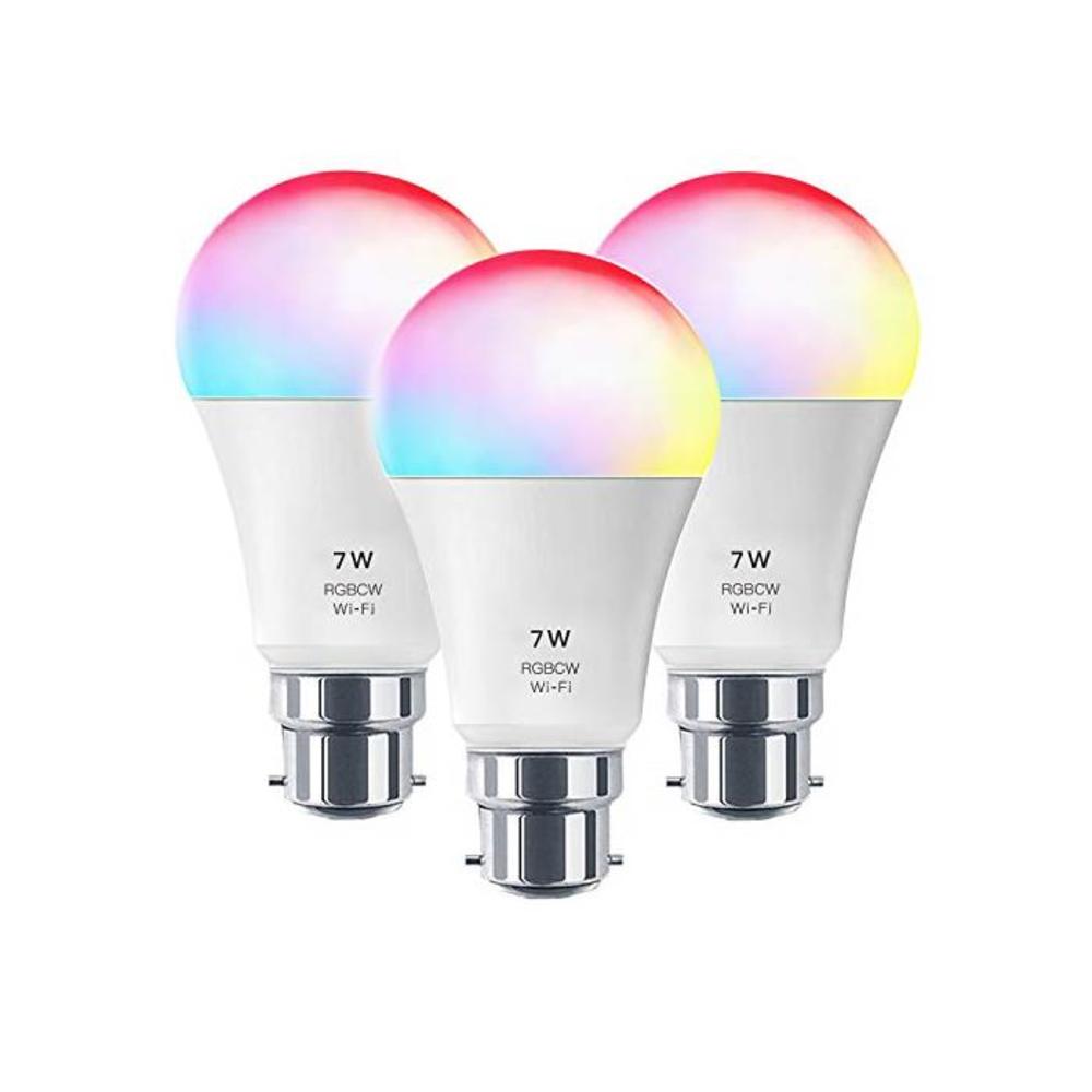 Smart Light No Hub Required, Zombber B22 A19 7w (60w Equivalent) 2700k-6500k White and Color Changing WiFi Light Bulb, Compatible with Alexa Google Home Siri IFTTT (2Pack) B07Y35GLCG