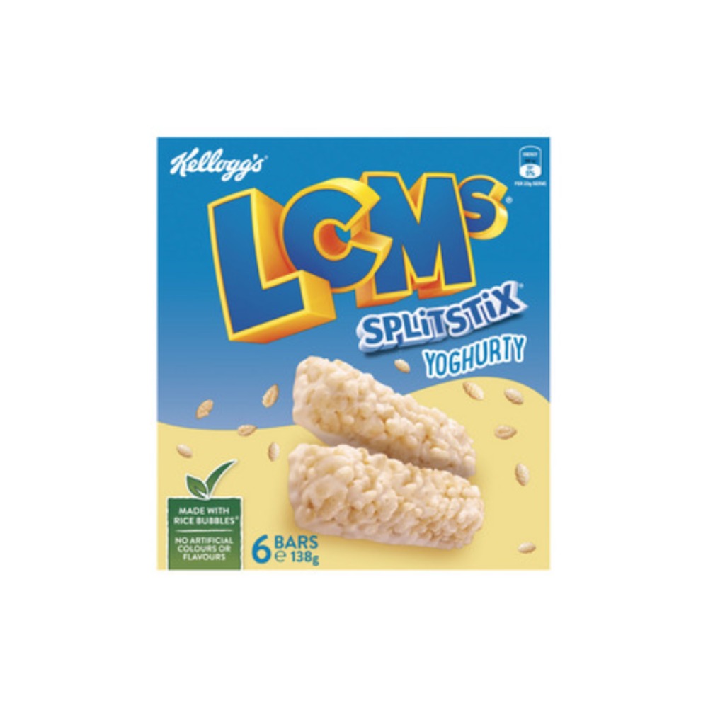 켈로그 LCMs 요거티 스플릿 스틱스 퍼프드 라이드 스낵 바 6 팩 138g, Kelloggs LCMs Yoghurty Split Stix Puffed Rice Snack Bars 6 pack 138g