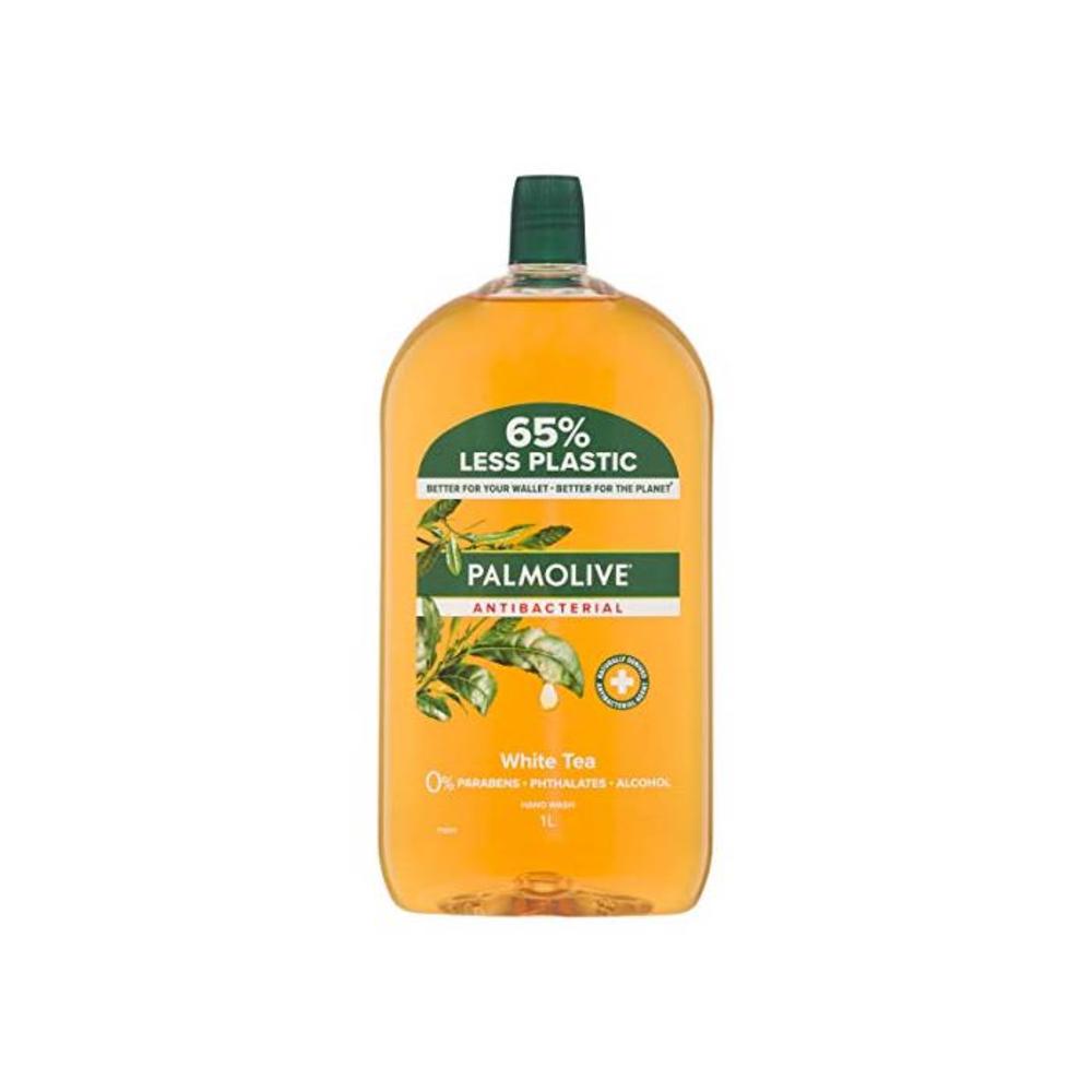 Palmolive Antibacterial Liquid Hand Wash Soap White Tea Refill and Save 0% Parabens Recyclable, 1L B0778M468P