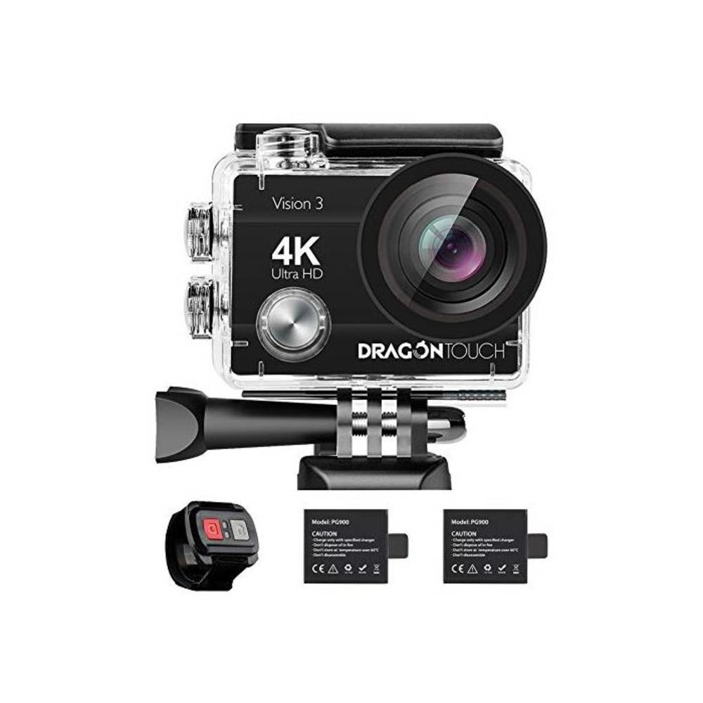 Dragon Touch 4K Action Camera 16MP Sony Sensor Vision 3 Underwater Waterproof Camera 170° Wide Angle WiFi Sports Cam with Remote 2 Batteries and Mounting Accessories Kit B07HVSSPG4