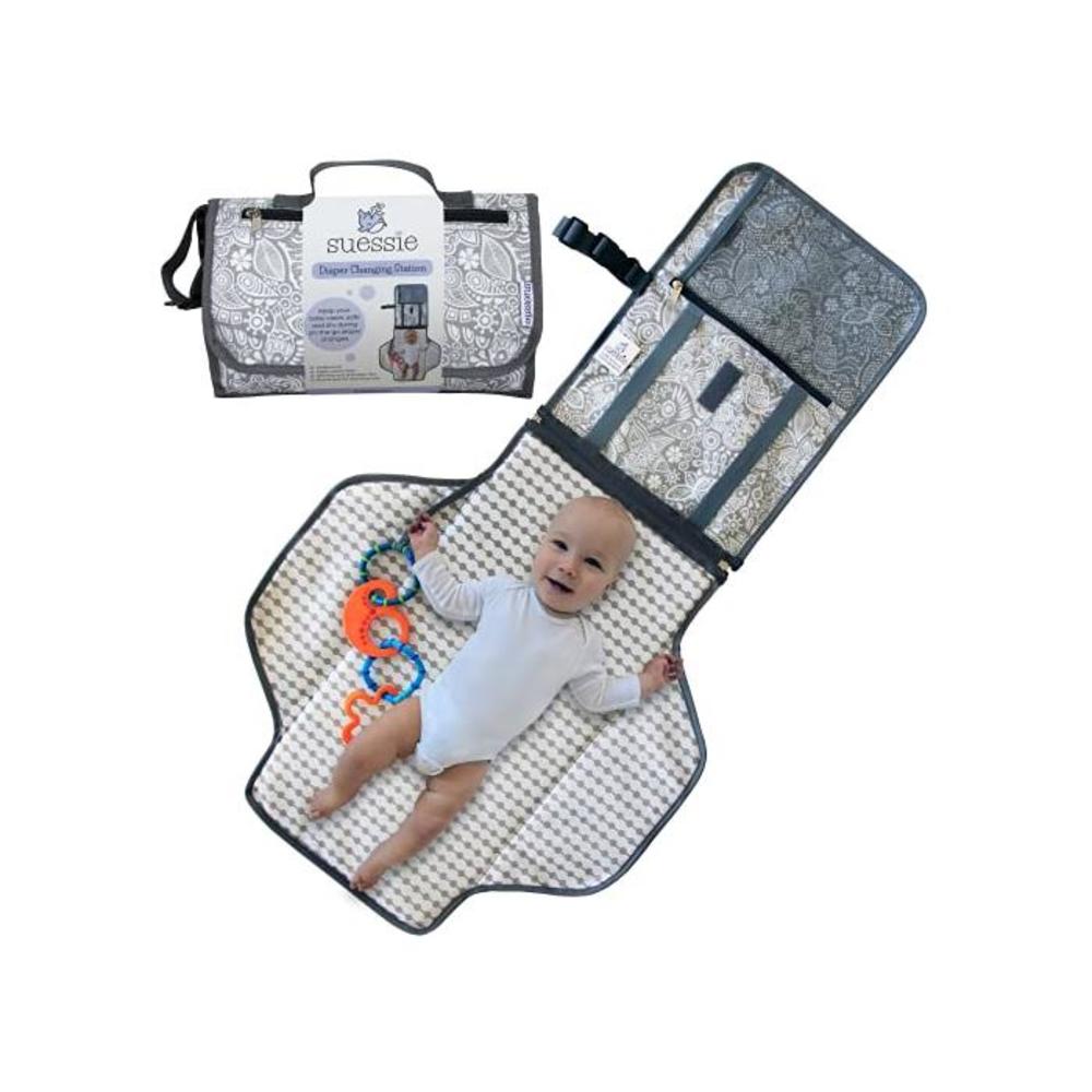 Suessie Portable Nappy Changing Mat - Waterproof Change Mat with Clutch - Travel Changing Pad Organizer - Baby Changing Kit with Bonus Loop for Toys - BPA Free B01JKNMYJW