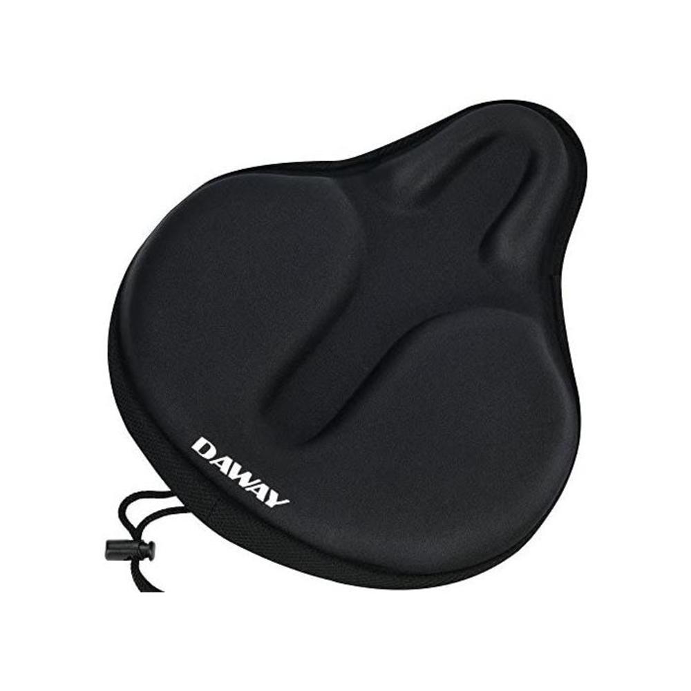 DAWAY Comfortable Exercise Bike Seat Cover - Large Wide Foam &amp; Gel Padded Bicycle Saddle Cushion, Fits Spin, Stationary, Cruiser Bikes, Indoor Cycling, Soft, 1 Year Warranty B075NB9PBP
