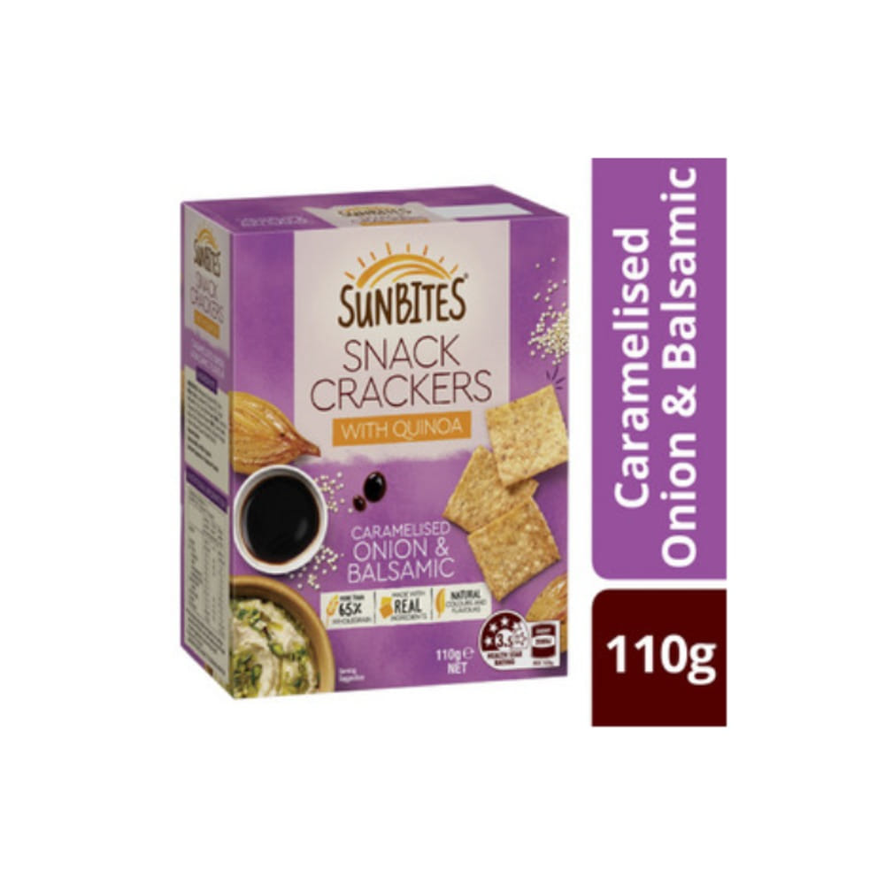 선바이츠 카라멜라이즈드 어니언 &amp; 발사믹 스낵 크래커 위드 퀴노아 110g, Sunbites Caramelised Onion &amp; Balsamic Snack Crackers With Quinoa 110g