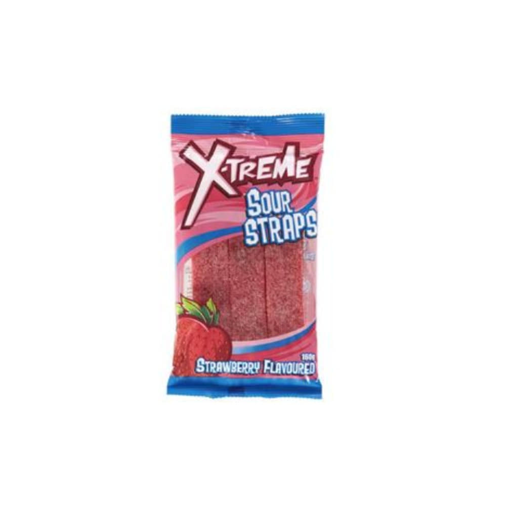 X-트림 캔디 사워 스트랩 스트로베리 160g, X-Treme Candy Sour Straps Strawberry 160g