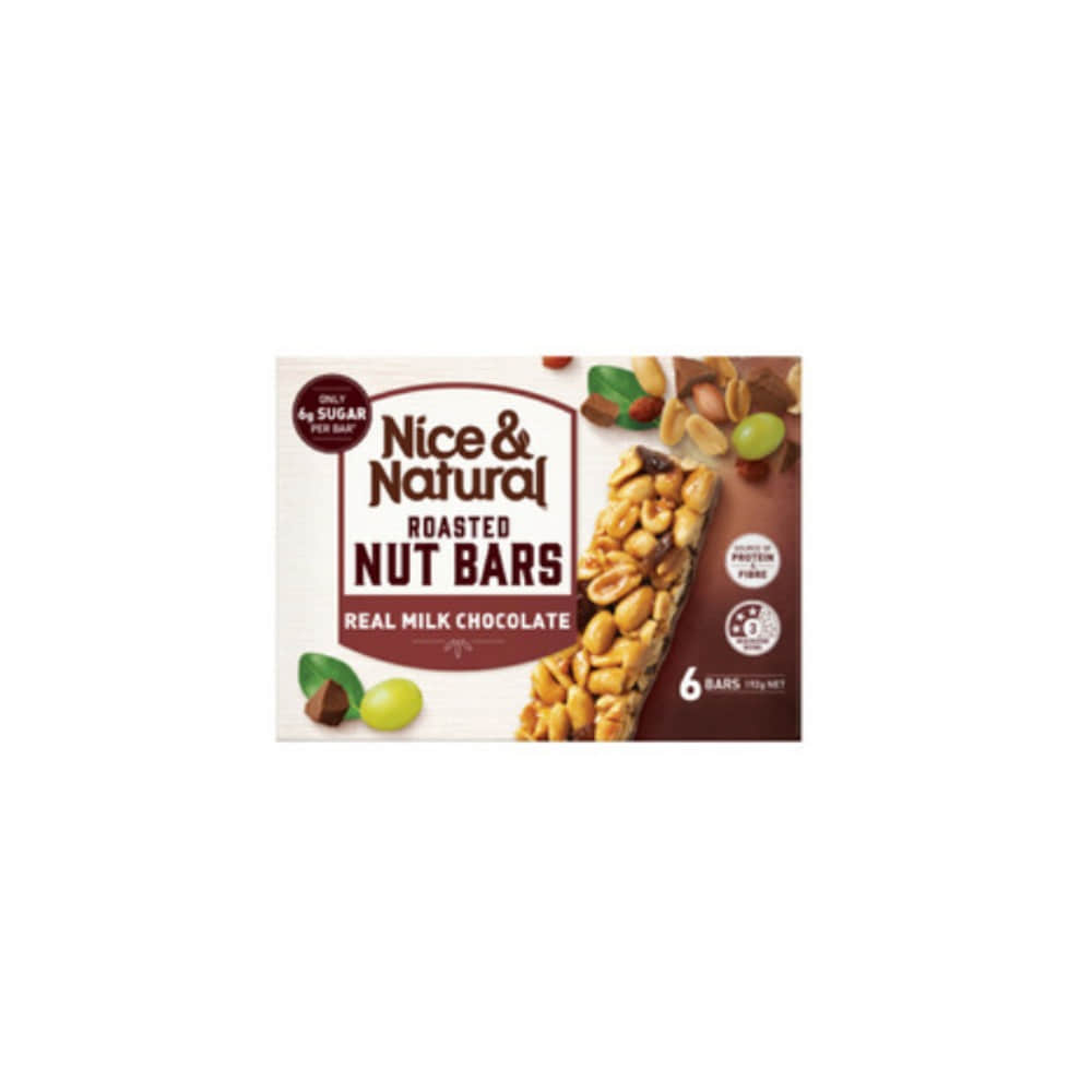 나이스 &amp; 내추럴 리얼 밀크 초코렛 로스티드 넛 바 6 팩 192g, Nice &amp; Natural Real Milk Chocolate Roasted Nut Bars 6 pack 192g
