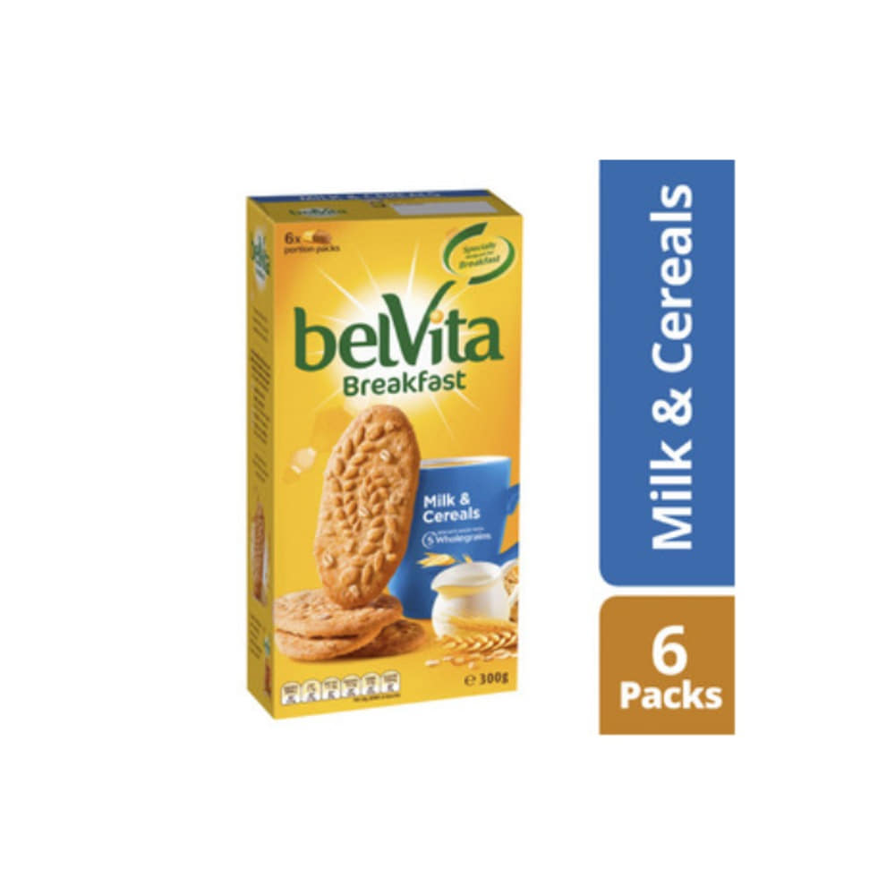 벨비타 밀크 앤 시리얼 브렉퍼스트 비스킷 6 팩 300g, Belvita Milk and Cereals Breakfast Biscuits 6 Pack 300g