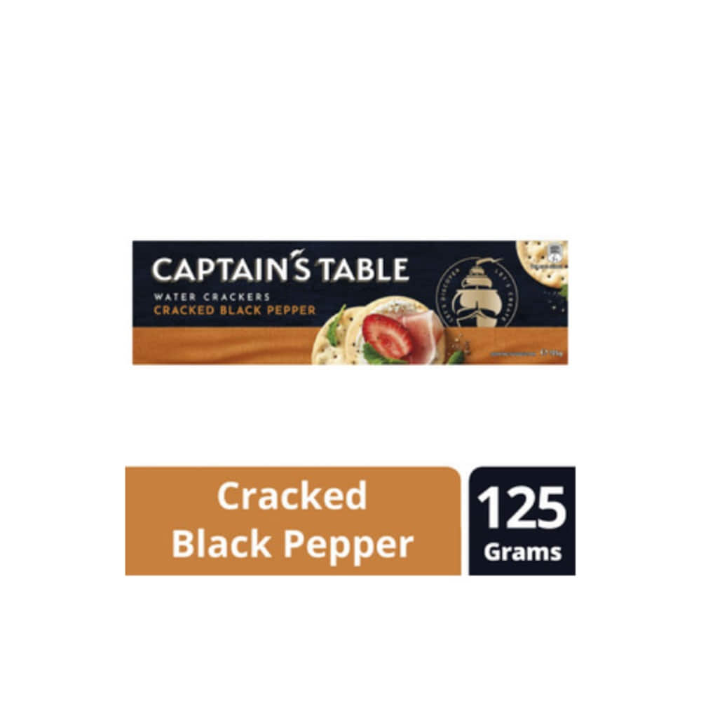 캡틴 테이블 크랙드 페퍼 워터 크래커 125g, Captains Table Cracked Pepper Water Crackers 125g