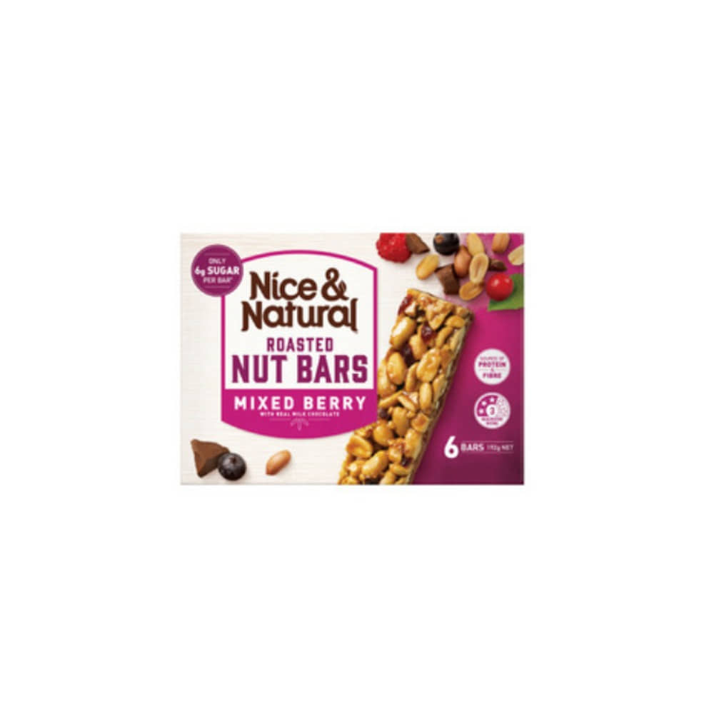 나이스 &amp; 내추럴 믹스 베리 로스티드 넛 바 6 팩 192g, Nice &amp; Natural Mixed Berry Roasted Nut Bars 6 pack 192g