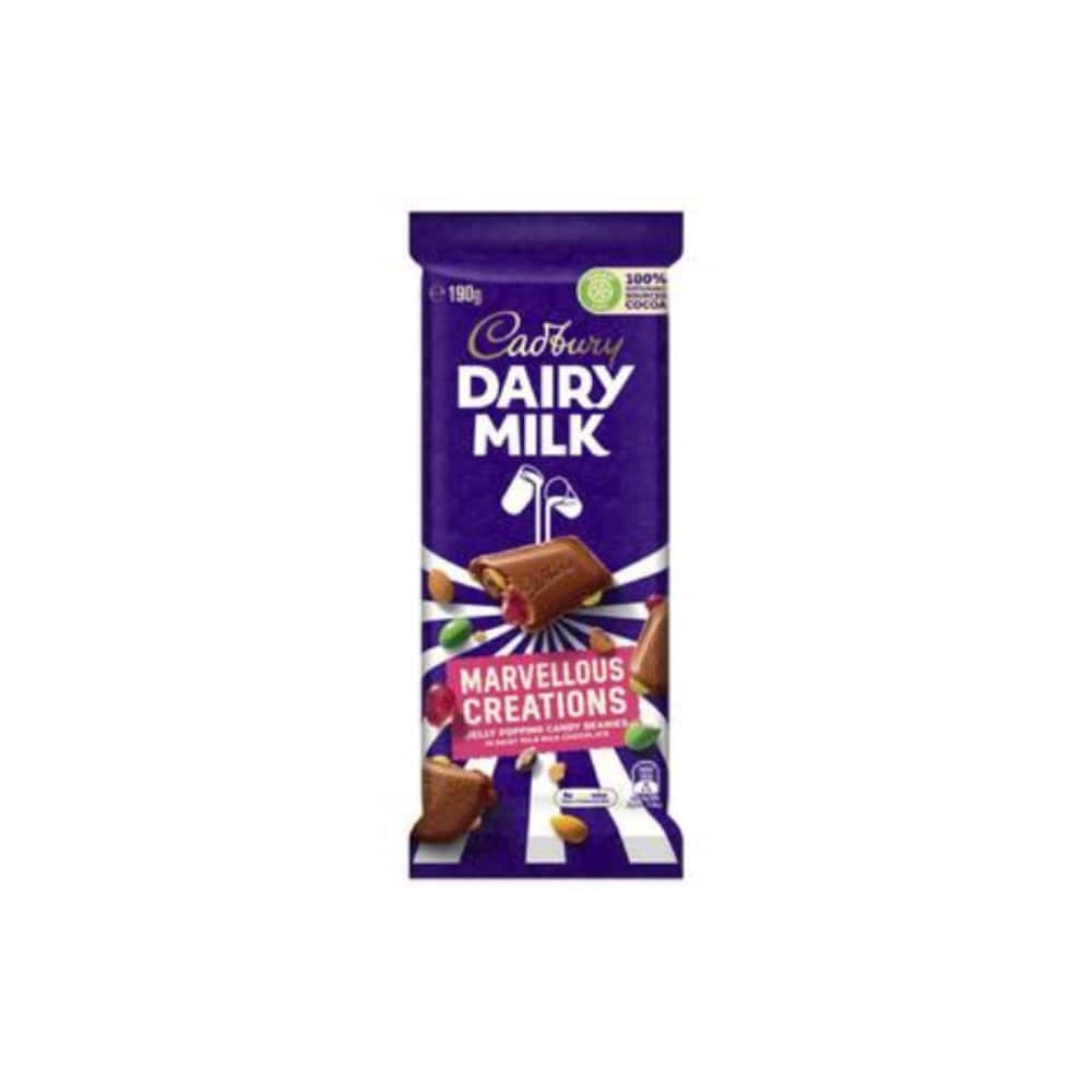 캐드버리 마블러스 크리에이션 젤리 파핑 캔디 비니 초코렛 블록 190g, Cadbury Marvellous Creations Jelly Popping Candy Beanies Chocolate Block 190g
