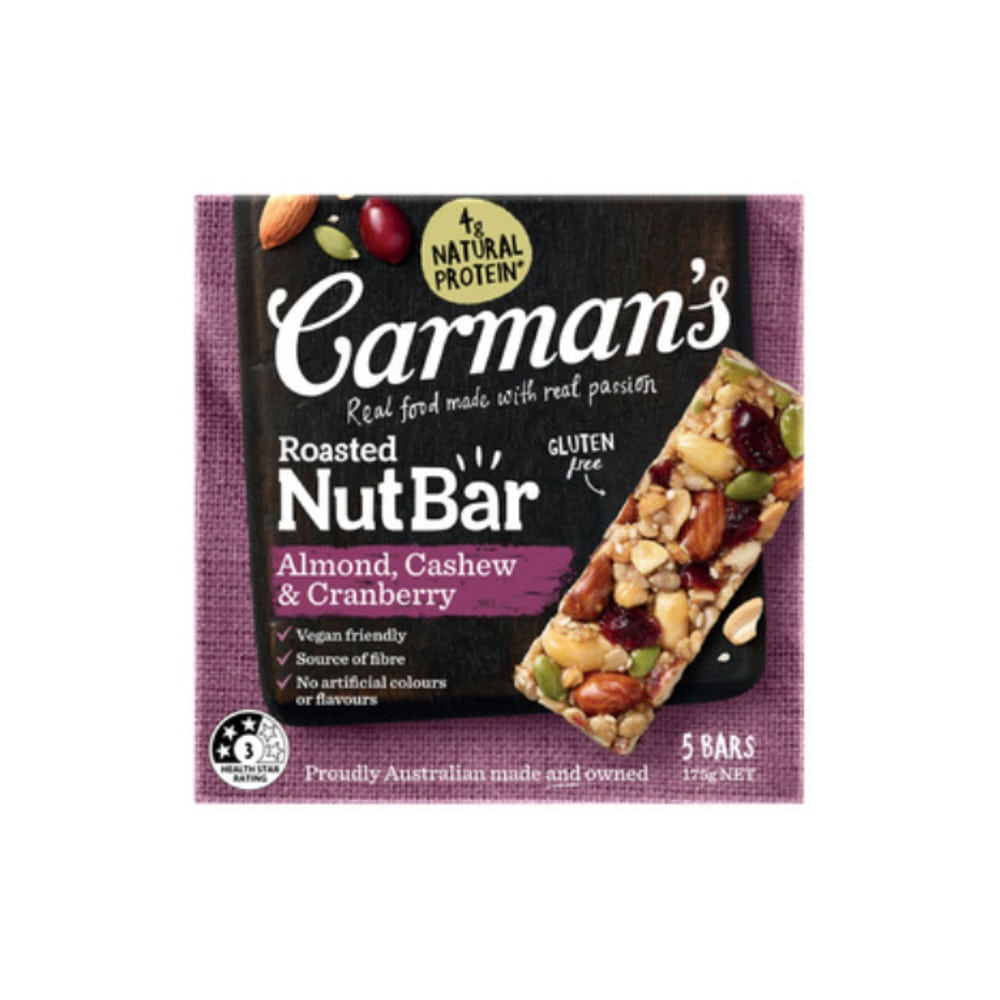 칼만스 아몬드 캐슈 &amp; 크랜베리 넛 바 175g, Carmans Almond Cashew &amp; Cranberry Nut Bars 175g
