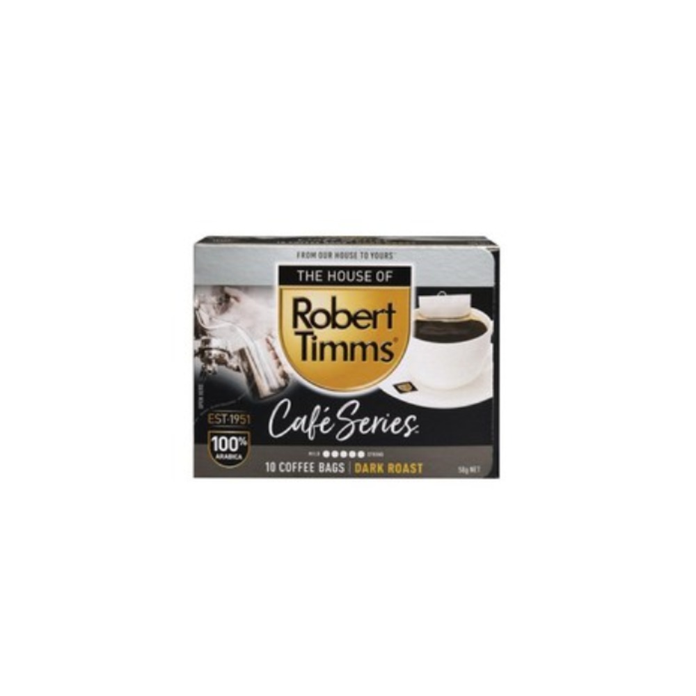 로버트 팀스 카페 시리즈 아라비카 다크 로스트 커피 배그 10 팩 58g, Robert Timms Cafe Series Arabica Dark Roast Coffee Bags 10 Pack 58g