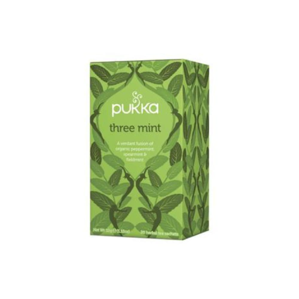 푸카 쓰리 민트 허벌 티 사쉐 20 팩 32g, Pukka Three Mint Herbal Tea Sachets 20 pack 32g