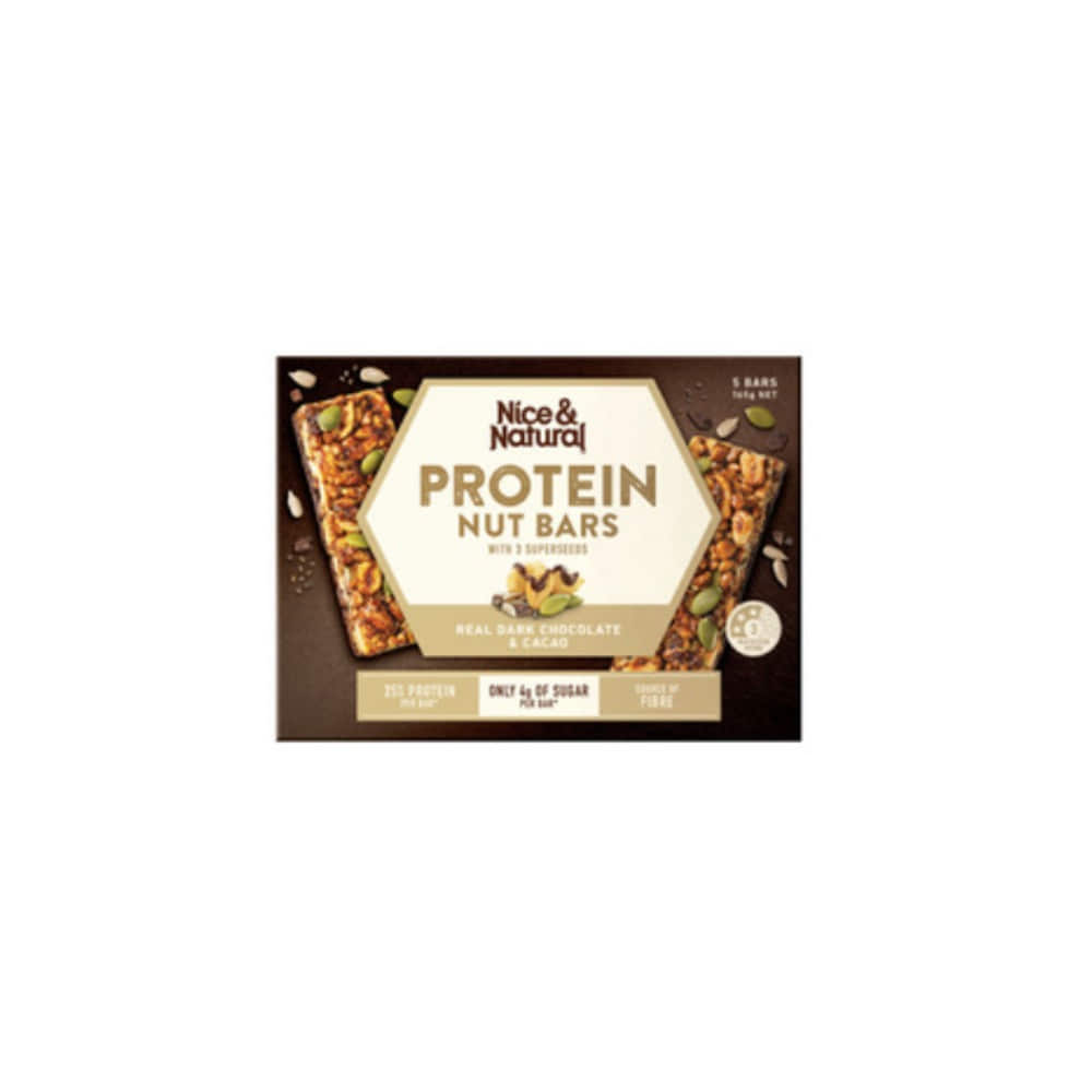 나이스 &amp; 내추럴 리얼 다크 초코렛 &amp; 카카오 프로틴 넛 바 5 팩 165g, Nice &amp; Natural Real Dark Chocolate &amp; Cacao Protein Nut Bars 5 Pack 165g