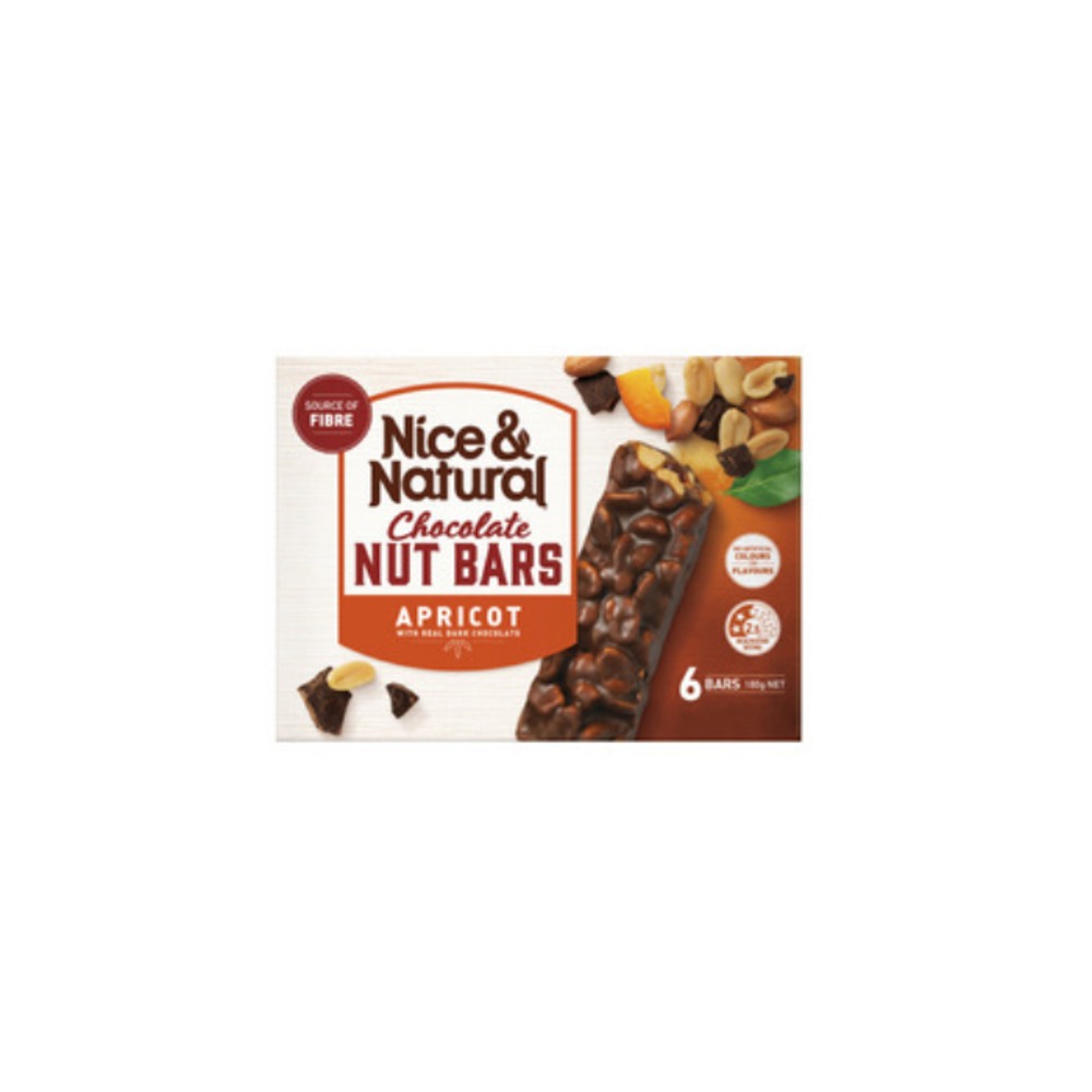 나이스 &amp; 내추럴 초코렛 피넛 애프리콧 바 6 팩 180g, Nice &amp; Natural Chocolate Peanut Apricot Bars 6 Pack 180g