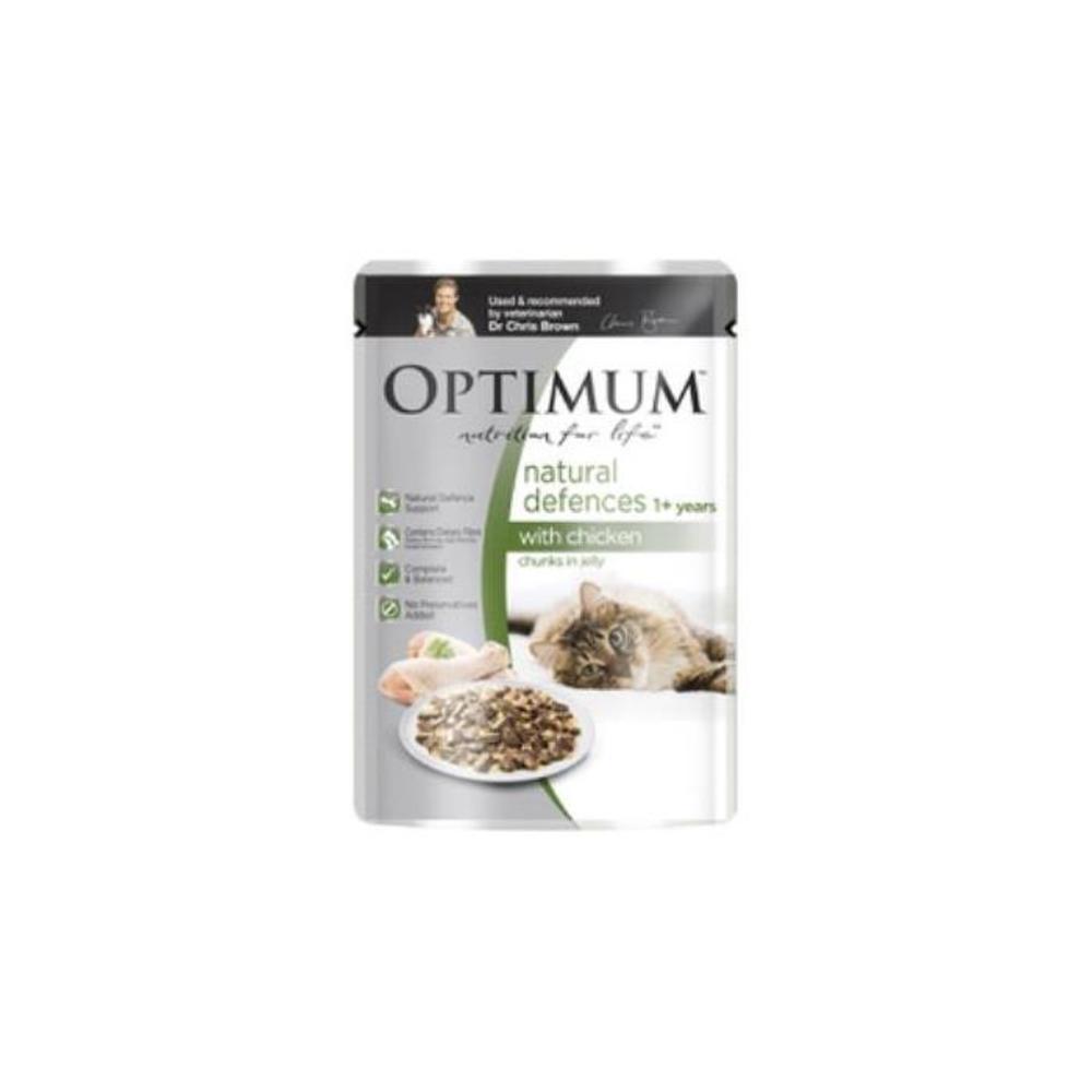 Optimum Natural Defences 1+ Years Chunks In Jelly With Chicken Cat Food Pouch 85g 3759330P
