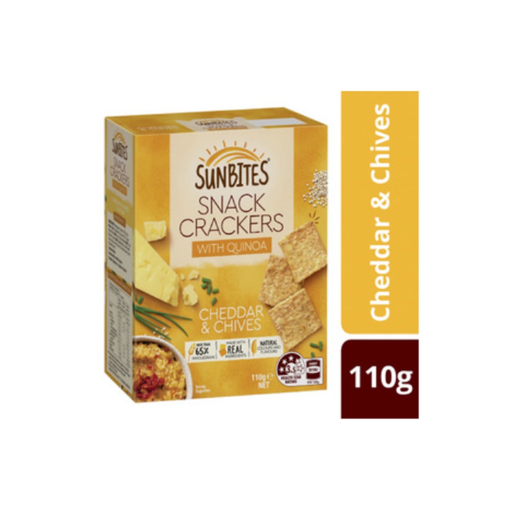 선바이츠 체다 &amp; 차이브스 스낵 크래커 위드 퀴노아 110g, Sunbites Cheddar &amp; Chives Snack Crackers With Quinoa 110g