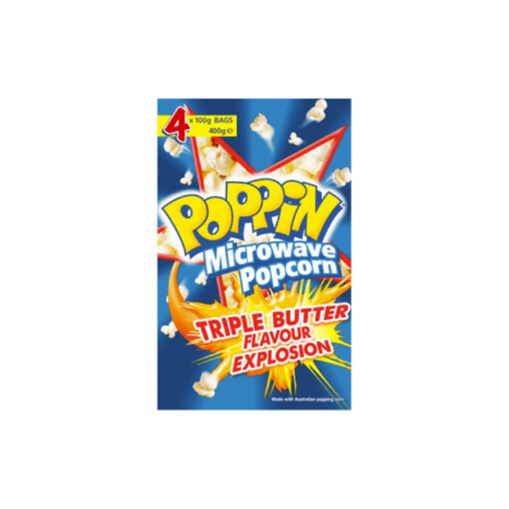 파핀 트리플 버터 마이크로웨이브 팝콘 400g, Poppin Triple Butter Microwave Popcorn 400g