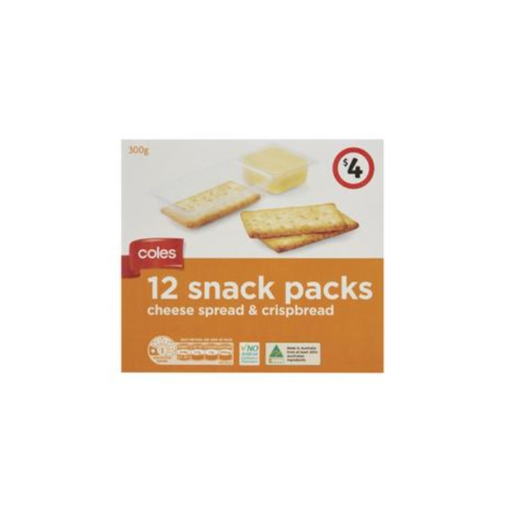 콜스 치즈 스프레드 &amp; 크리스프브레드 스낵 12 팩 300g, Coles Cheese Spread &amp; Crispbread Snacks 12 Pack 300g