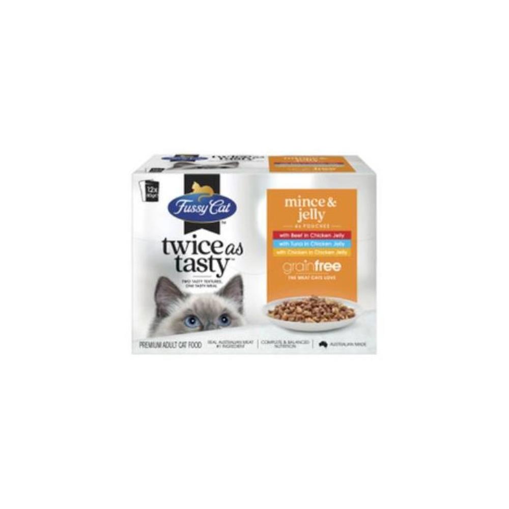 Fussy Cat Cat Food Pouch Mince &amp; Jelly 12x80g 12 pack 4505916P