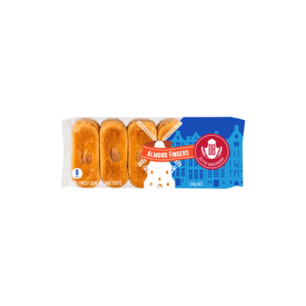 더치 베이크하우스 아몬드 핑거스 비스킷 6 팩 260g, Dutch Bakehouse Almond Fingers Biscuits 6 pack 260g