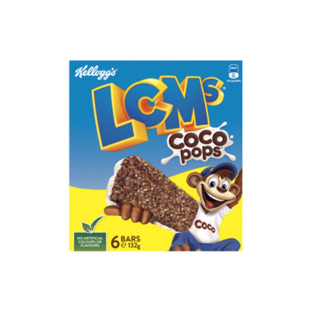 켈로그 LCMs 코코 팝스 초코레티 퍼프드 라이드 스낵 바 6 팩 132g, Kelloggs LCMs Coco Pops Chocolatey Puffed Rice Snack Bars 6 pack 132g