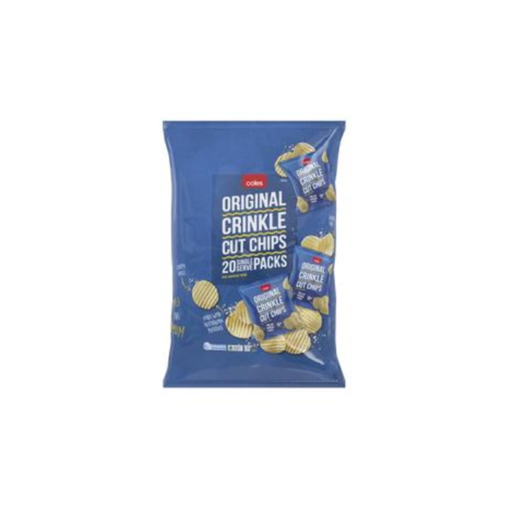 콜스 오리지날 크링클 컷 포테이토 칩 20 팩 380g, Coles Original Crinkle Cut Potato Chips 20 Pack 380g