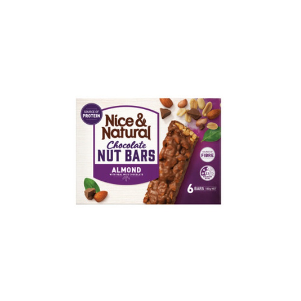 나이스 &amp; 내추럴 초코렛 아몬드 넛 바 6 팩 180g, Nice &amp; Natural Chocolate Almond Nut Bars 6 pack 180g