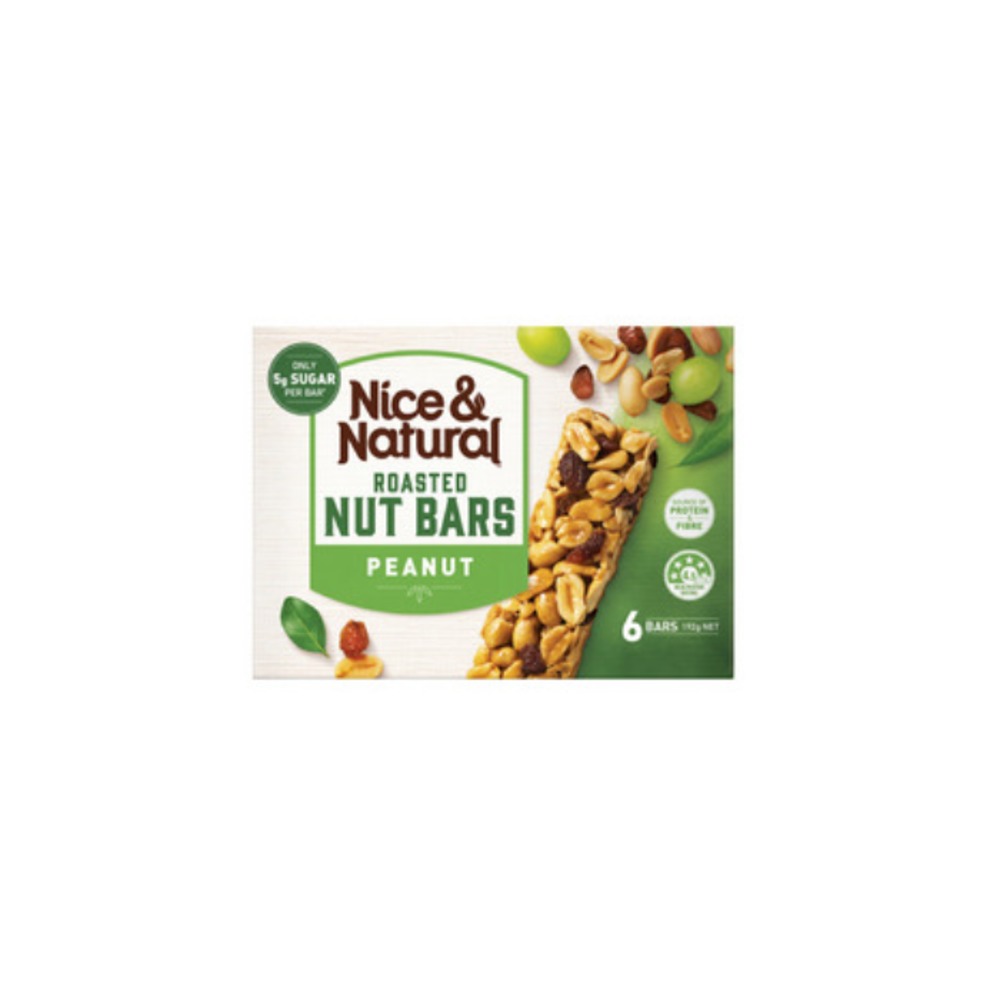 나이스 &amp; 내추럴 로스티드 피넛 넛 바 6 팩 192g, Nice &amp; Natural Roasted Peanut Nut Bars 6 Pack 192g