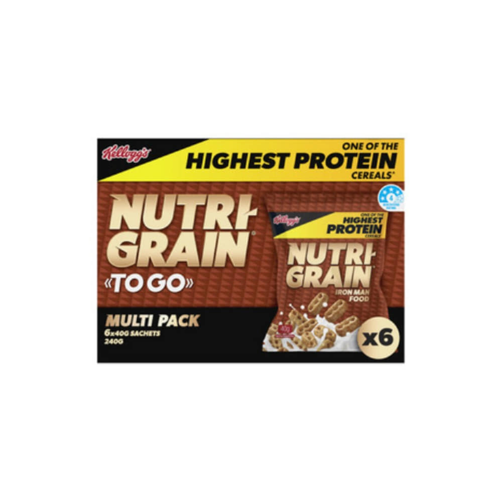 켈로그 누트리-그레인 투 고 브렉퍼스트 시리얼 6 팩 240g, Kelloggs Nutri-Grain To Go Breakfast Cereal 6 Pack 240g