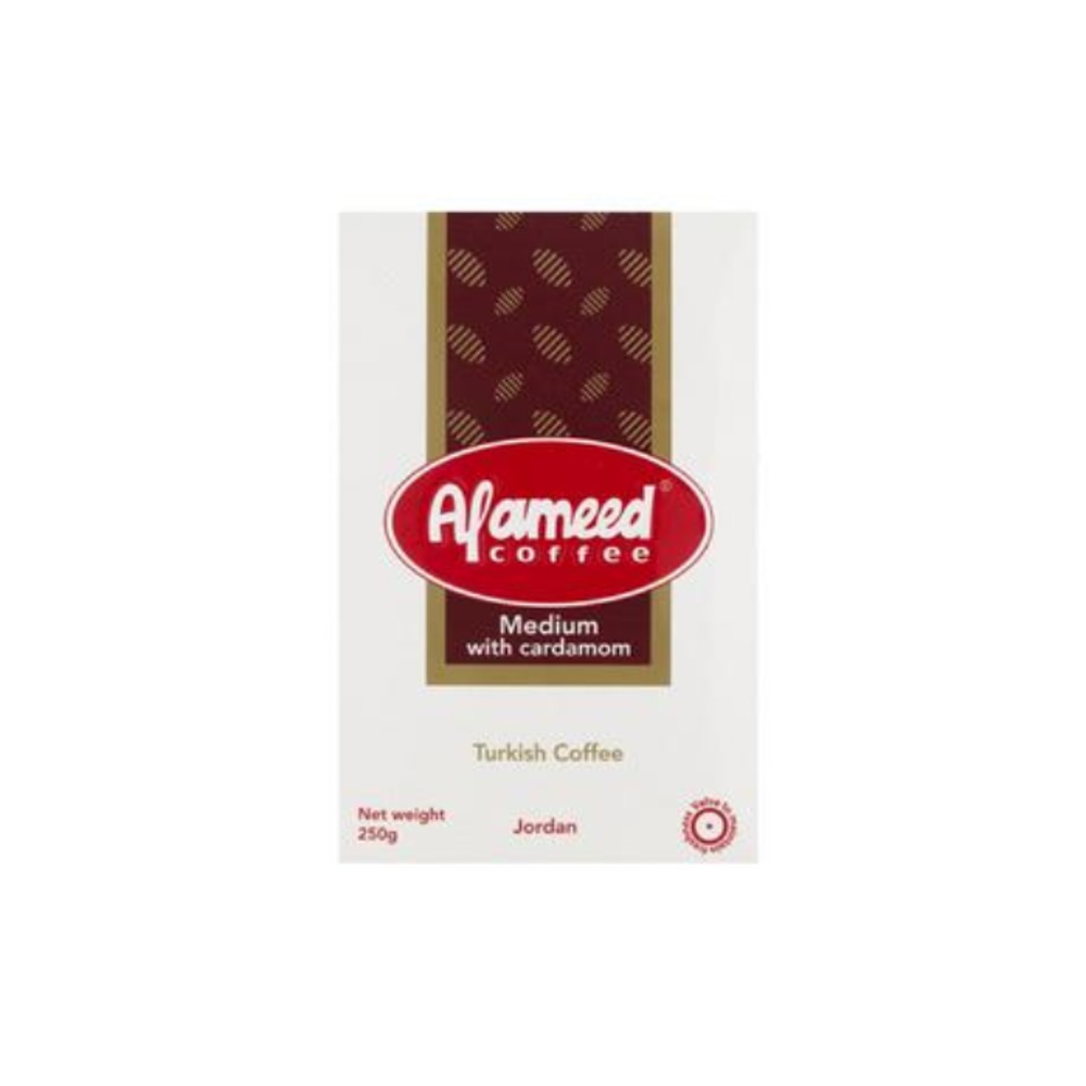 알 아미드 터키쉬 커피 위드 카다맘 미디엄 250g, Al ameed Turkish Coffee With Cardamom Medium 250g