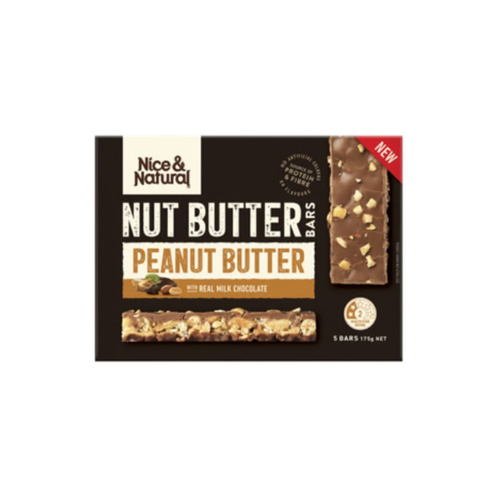 나이스 &amp; 내추럴 피넛 버터 위드 리얼 밀크 초코렛 5 바 175g, Nice &amp; Natural Peanut Butter With Real Milk Chocolate 5 Bars 175g