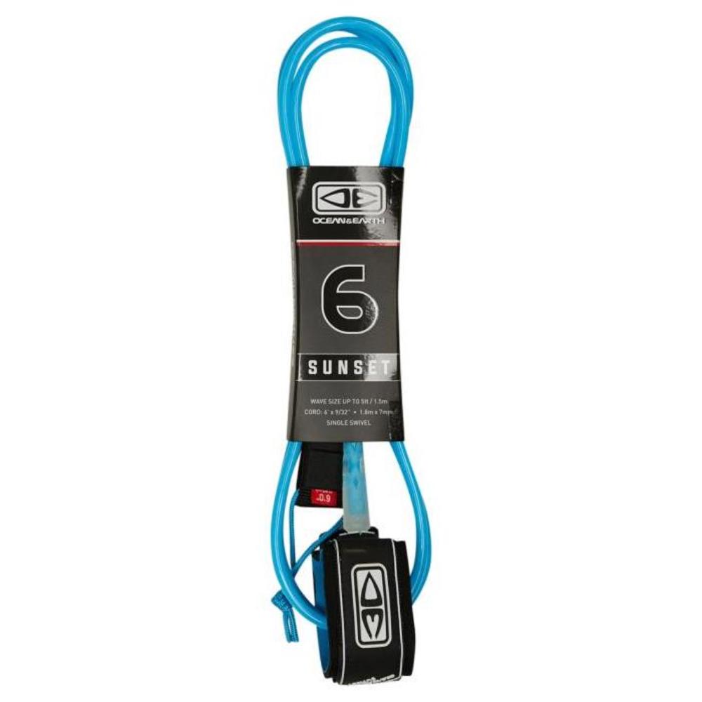 OCEAN AND EARTH Sunset 6Ft Moulded Leash BLUE-BOARDSPORTS-SURF-OCEAN-AND-EARTH-LEASHES-LS60