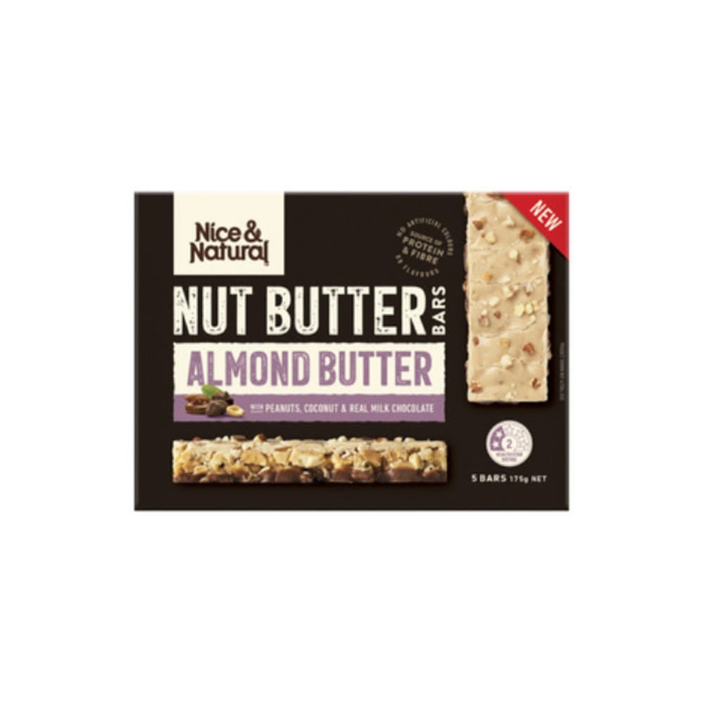 나이스 &amp; 내추럴 넛 버터 무슬리 바 아몬드 5 팩 175g, Nice &amp; Natural Nut Butter Muesli Bar Almond 5 Pack 175g