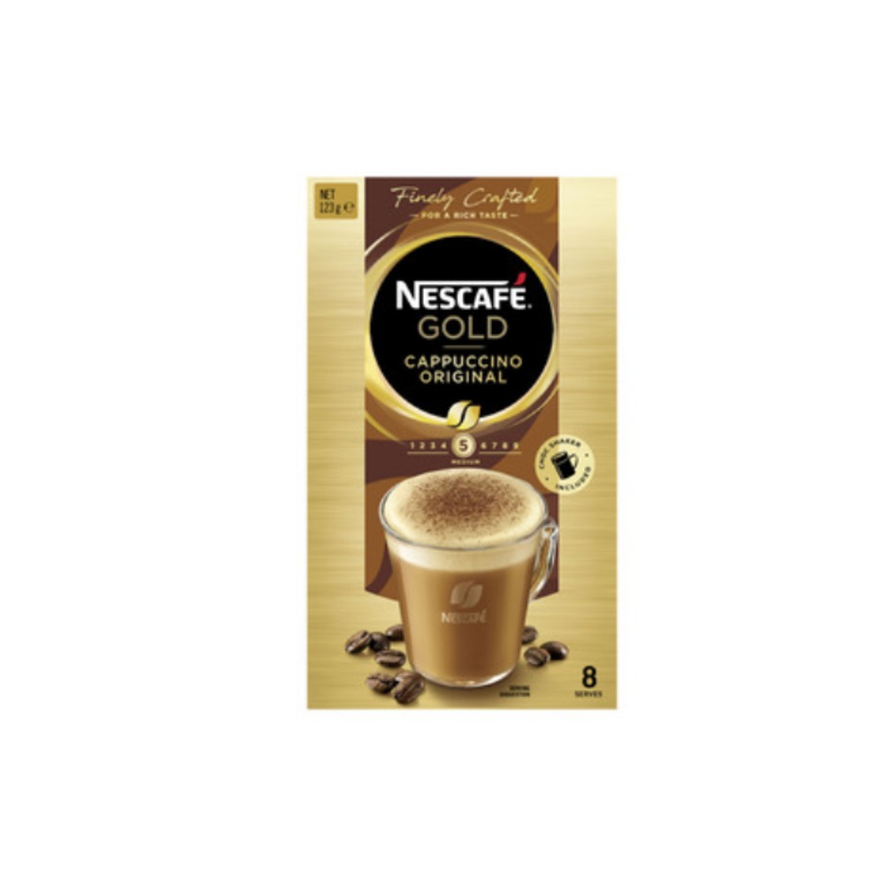 네스카페 골드 카푸치노 오리지날 커피 사쉐 미디엄 8 팩 123g, Nescafe Gold Cappuccino Original Coffee Sachets Medium 8 pack 123g