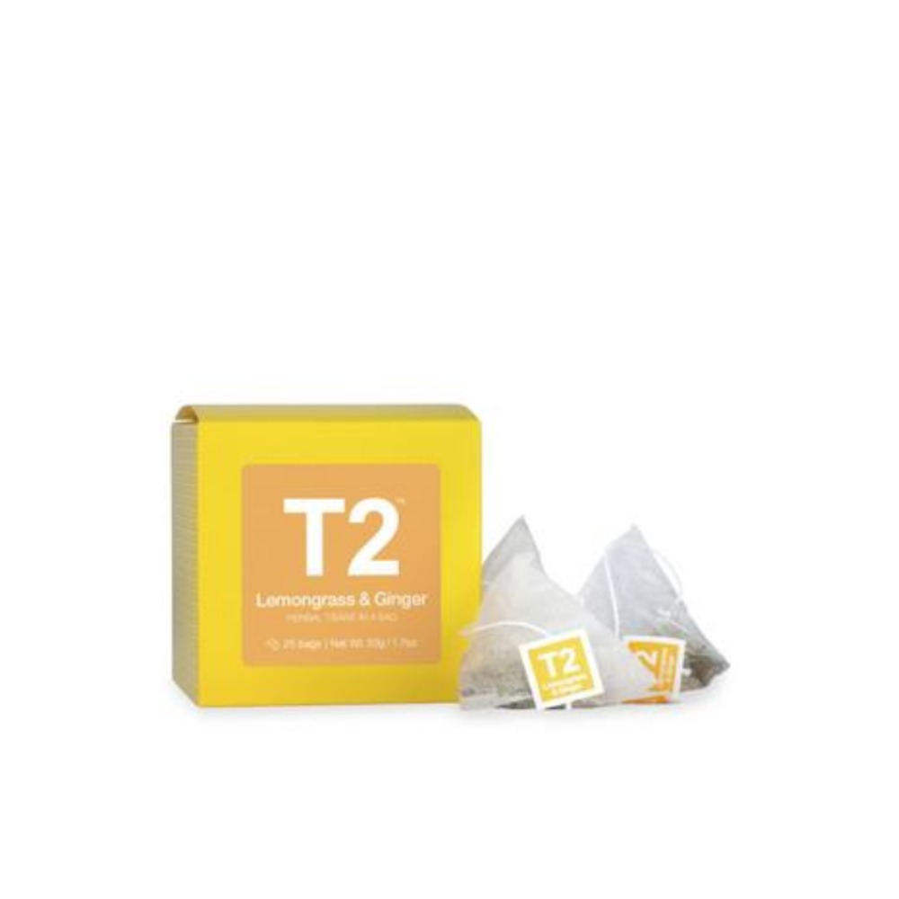 T2 레몬그라스 &amp; 진저 허벌 티 배그 25 팩 50g, T2 Lemongrass &amp; Ginger Herbal Tea Bags 25 Pack 50g