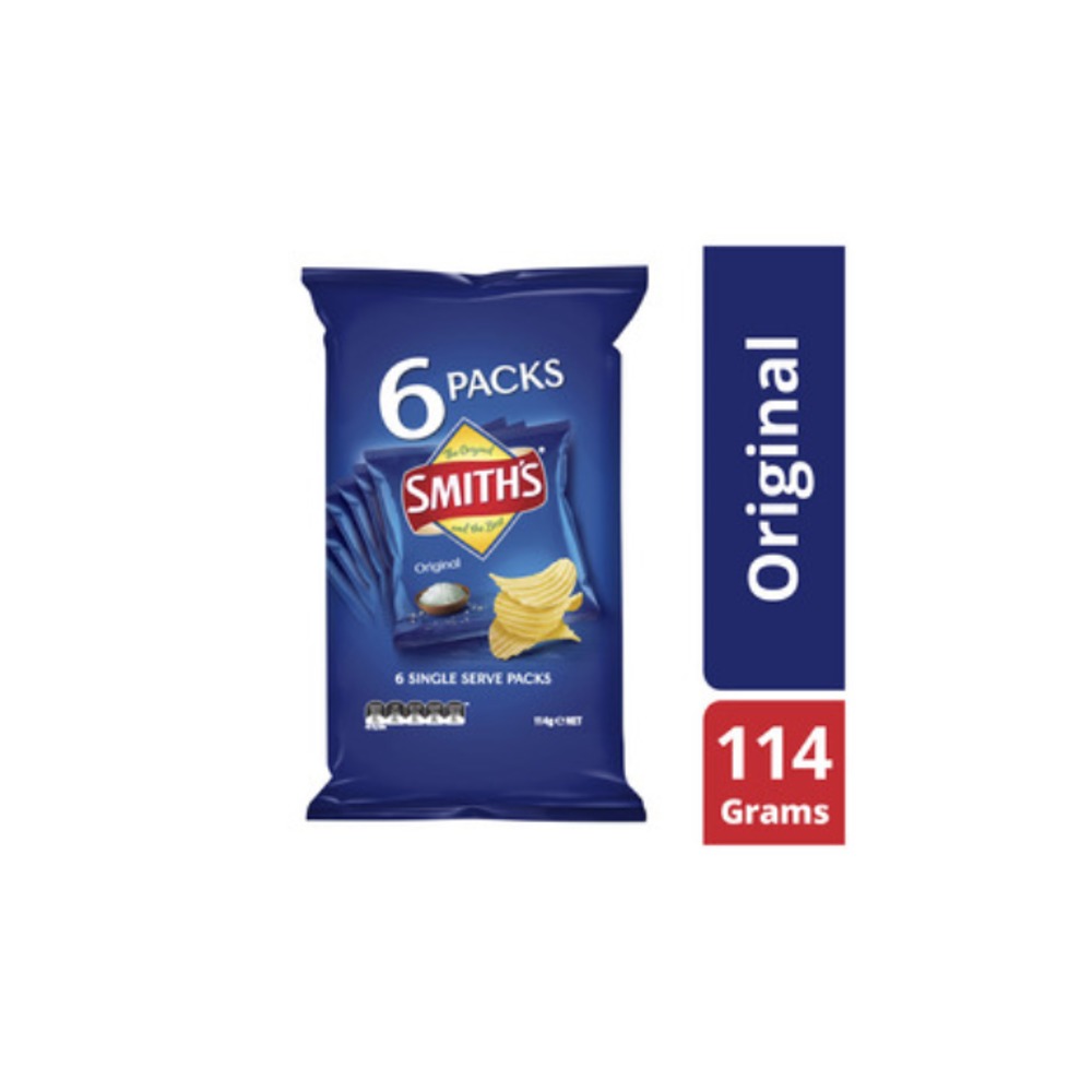 스미스 크링클 컷 오리지날 포테이토 칩 6 팩 114g, Smiths Crinkle Cut Original Potato Chips 6 pack 114g