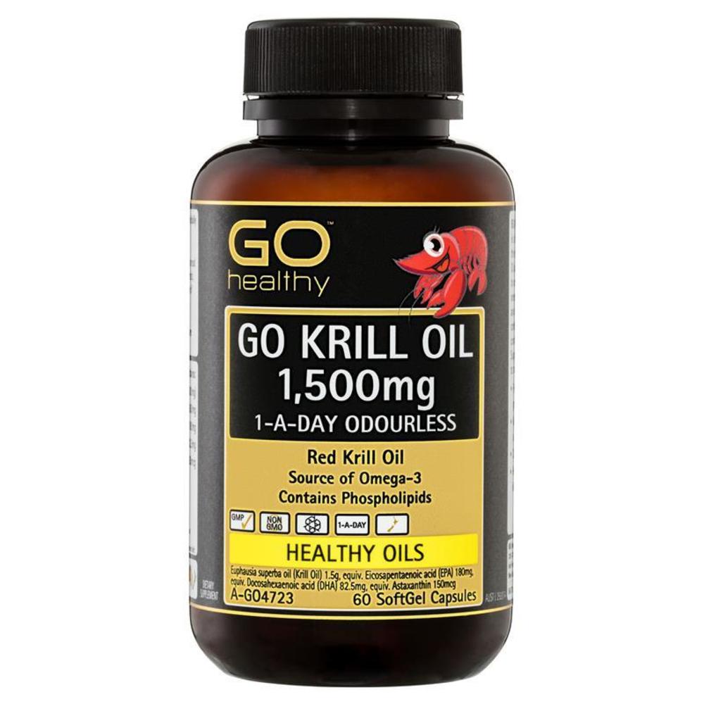 고헬씨 크릴 오일 1500mg 60정 GO Healthy Krill Oil 1500mg 60 Capsules (유통기한 22년 10월까지)