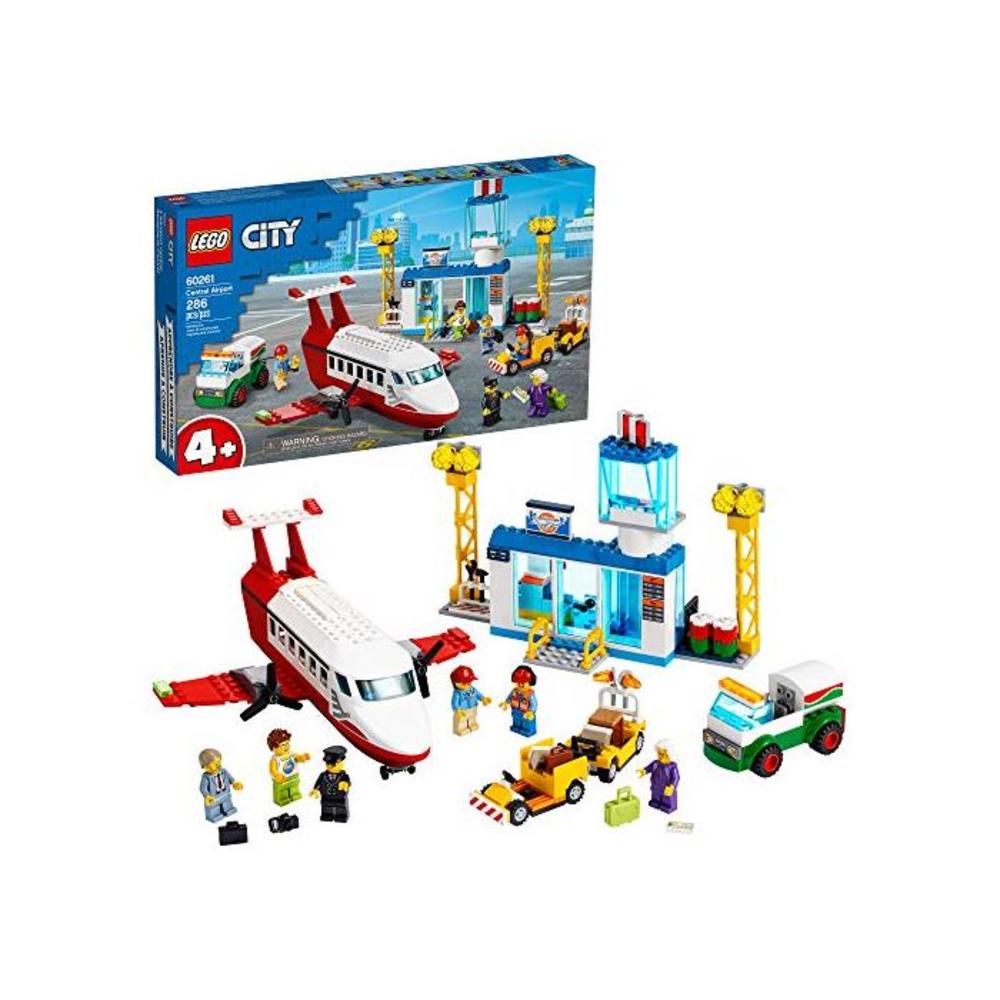 LEGO City Central Airport 60261 Building Toy, with Passenger Charter Plane, Airport Building, Fuel Tanker, Baggage Truck, Cargo and 6 Minifigures, Great Gift for Kids (286 Pieces) B0858HF35M