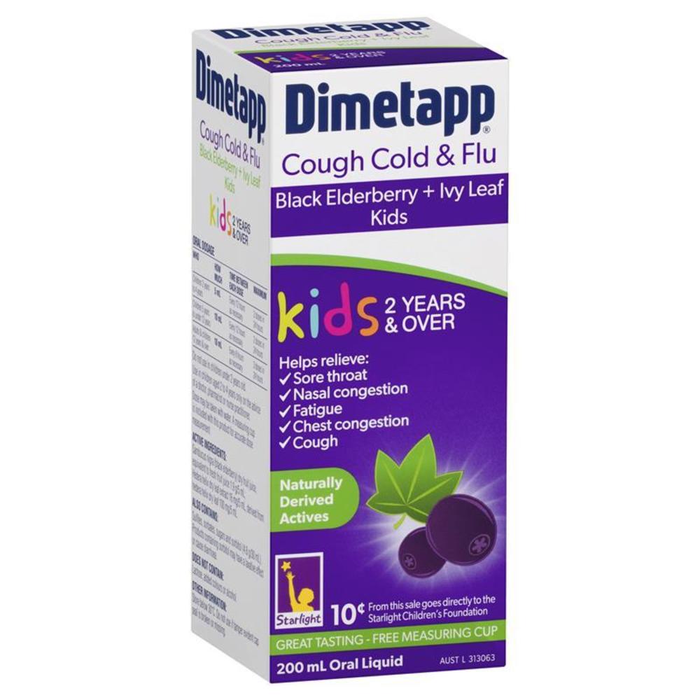 다임탭 키즈 기침 콜드 앤 플루 만2세이상 내츄럴 200ML Dimetapp Kids Cough Cold and Flu 2 Years+ Natural 200ml (수량한정 깜짝세일, 유통기한 23년 4월까지)